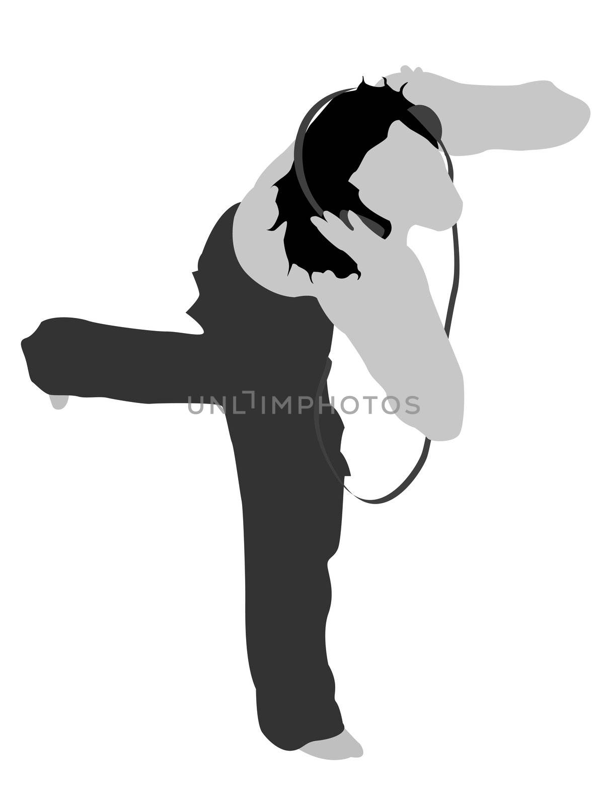 man dancing with headphone on isolated background