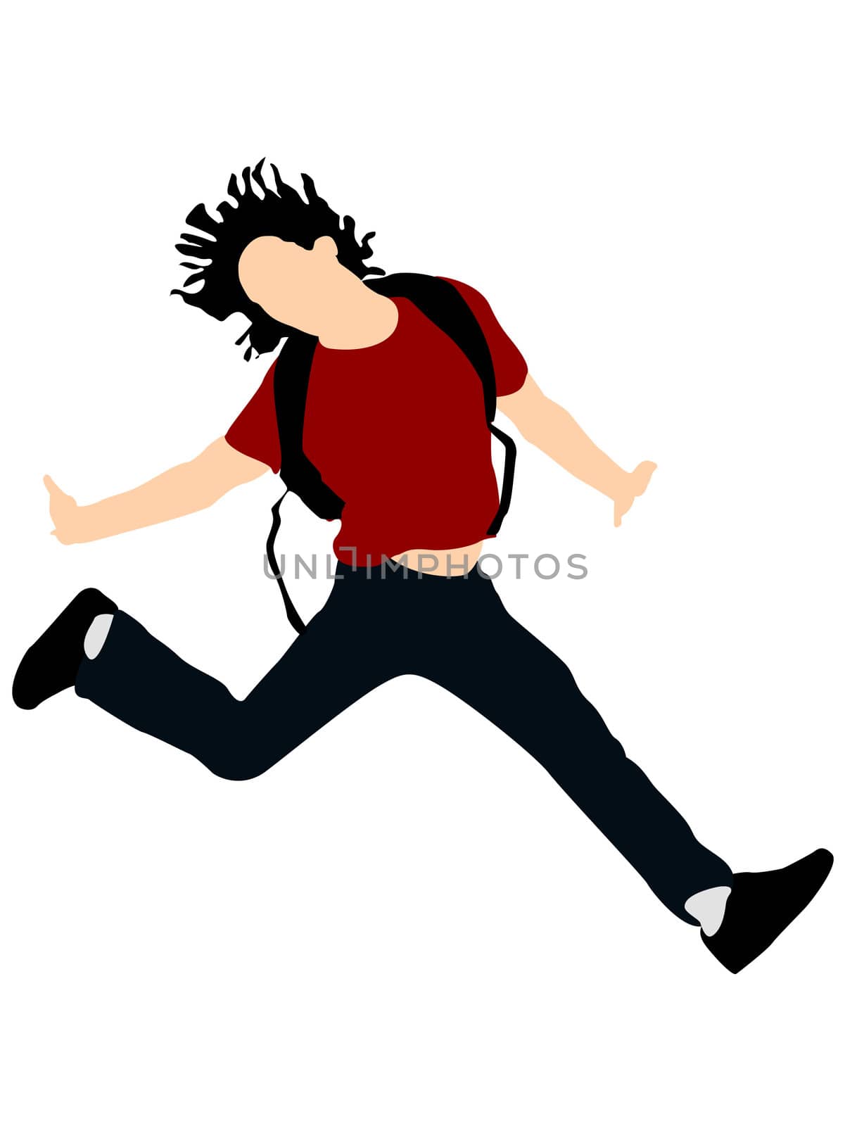 young male jumping on isolated background