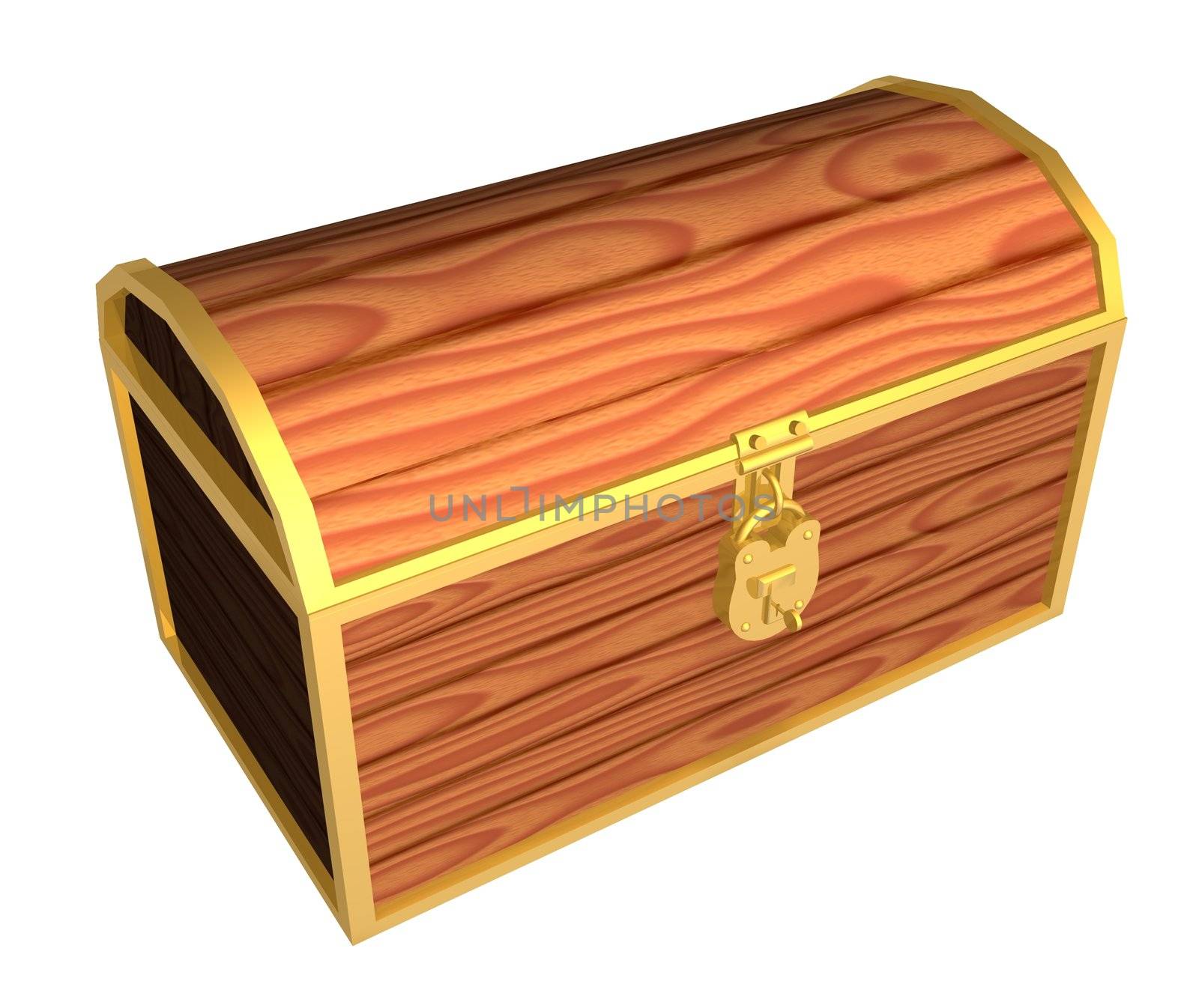 Illustration of a wooden treasure chest with lock and key