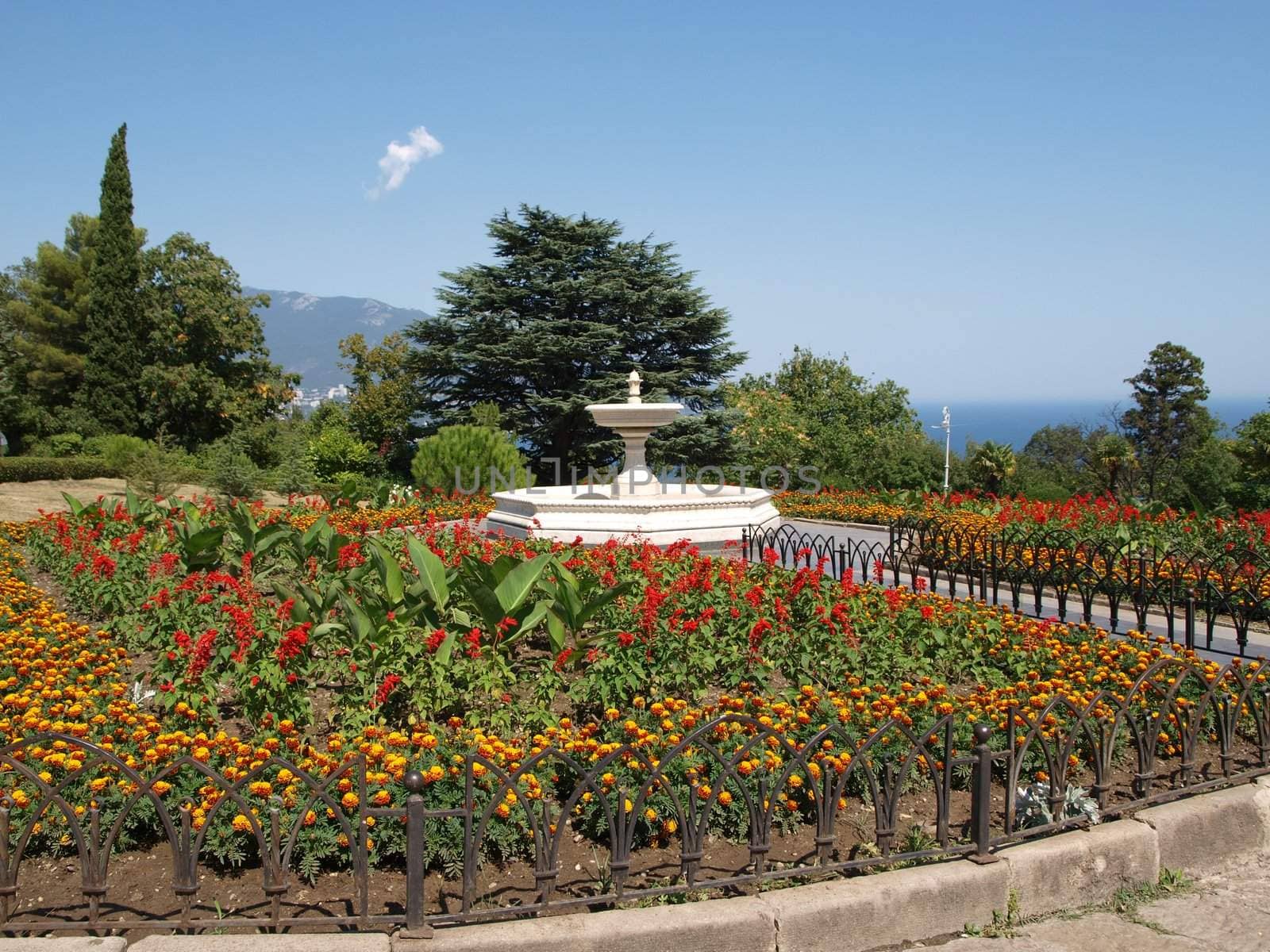 The fountain in the park near Livadia Palace, Crimea    