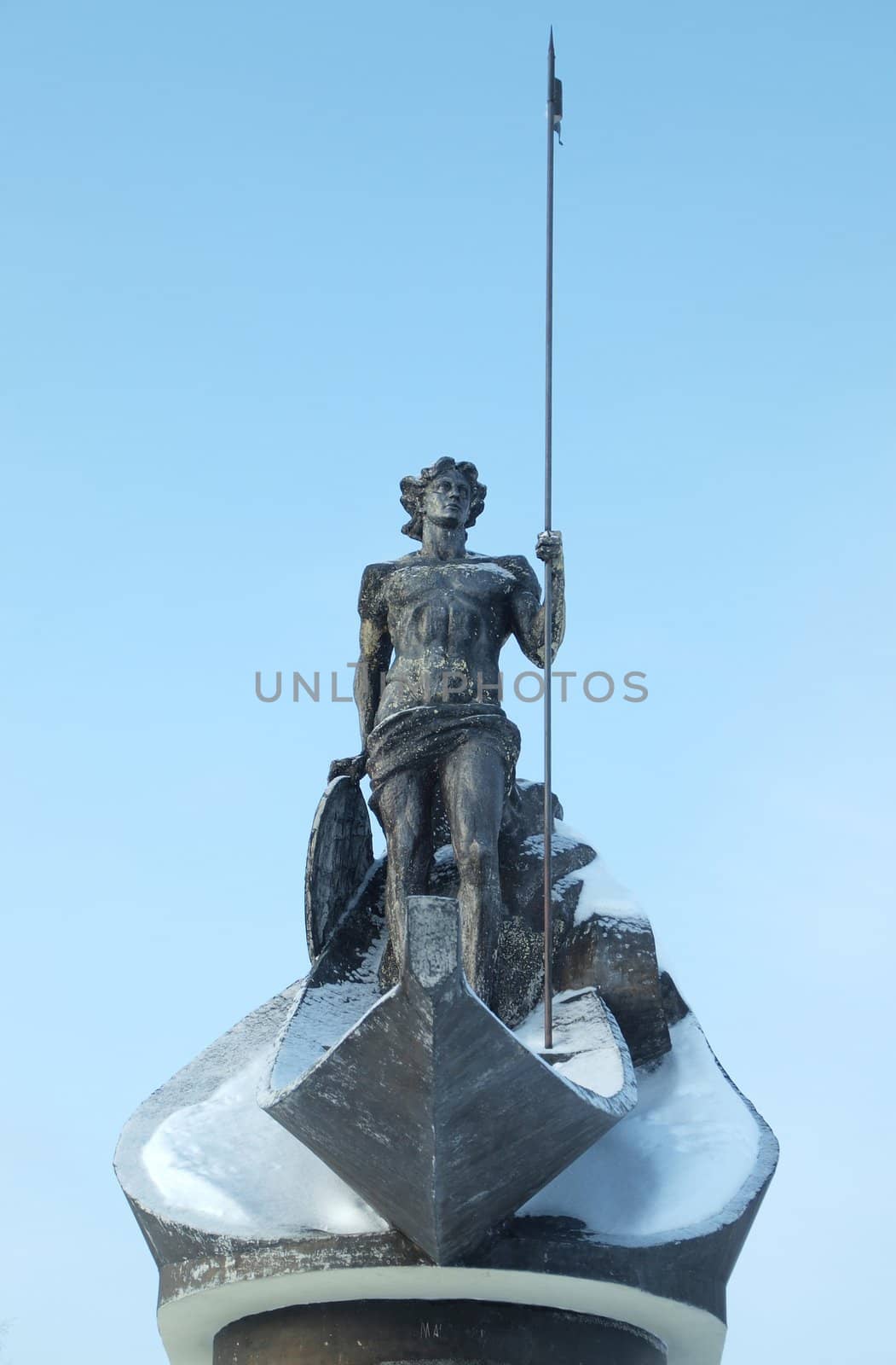 Sculpture on quay of Onega in Petrozavodsk, Russia       