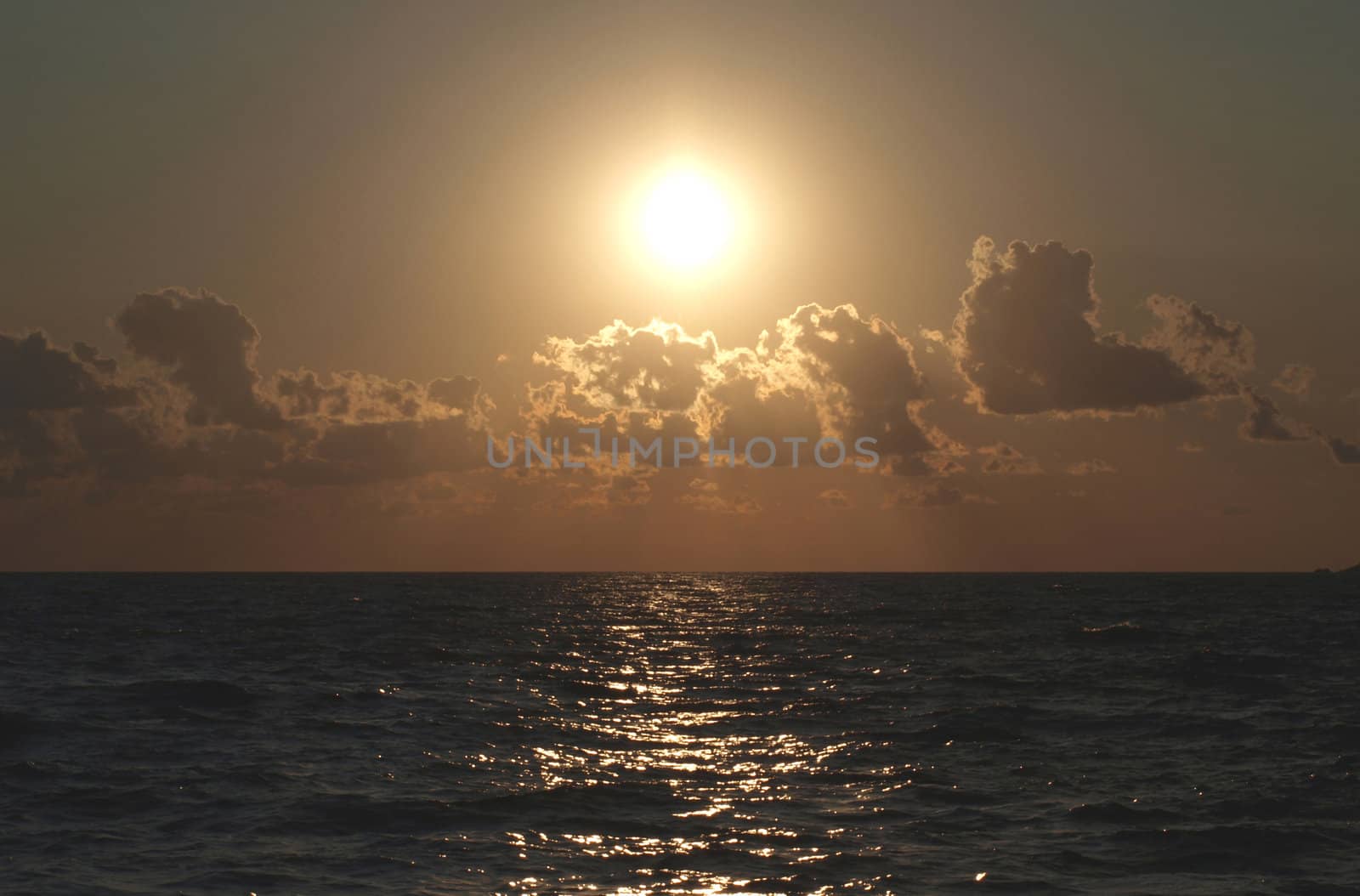 Sunset on the sea in the summer        