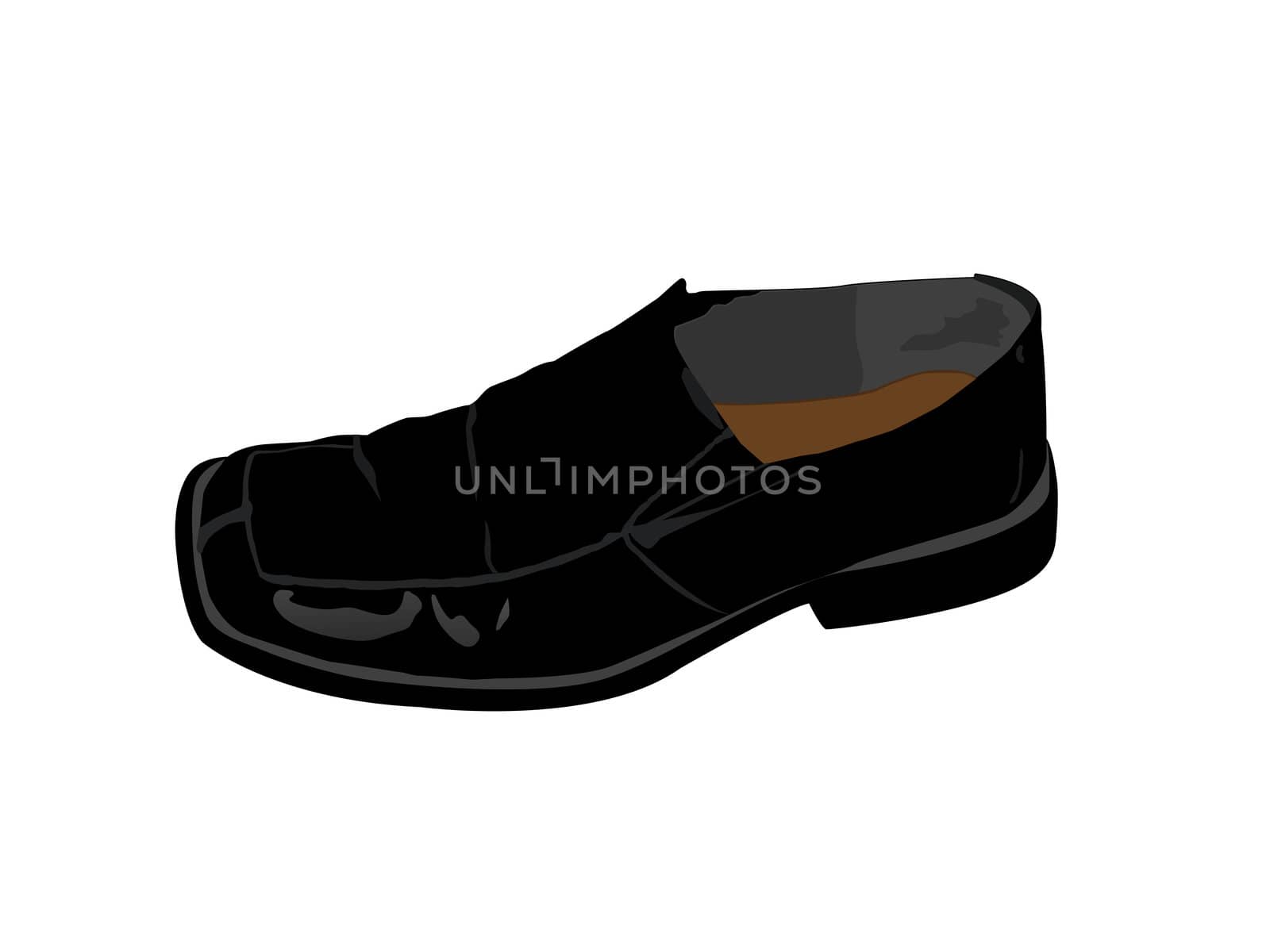 leather shoe on isolated white background