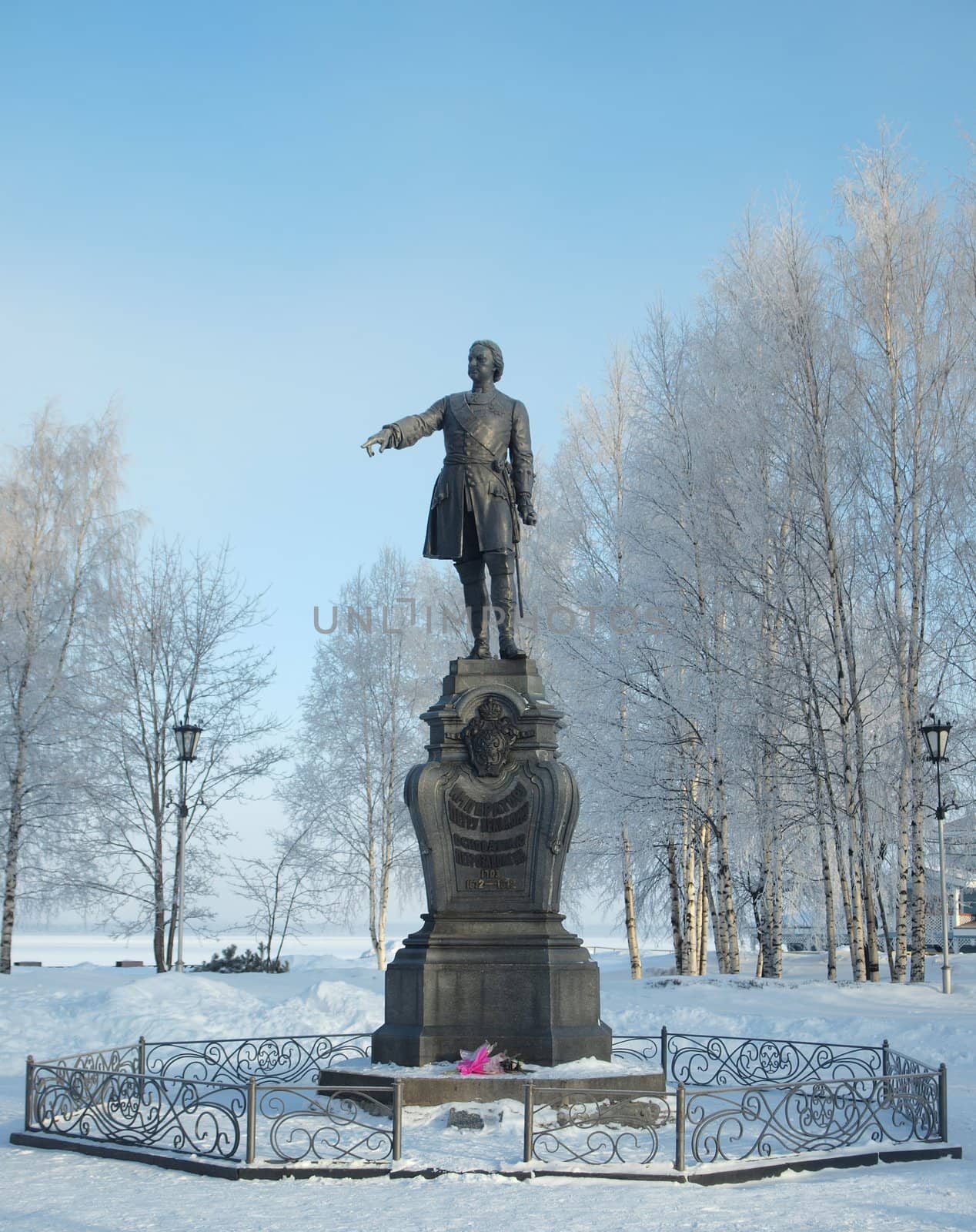 Historical monument to Tsar Peter the Great in Petrozavodsk