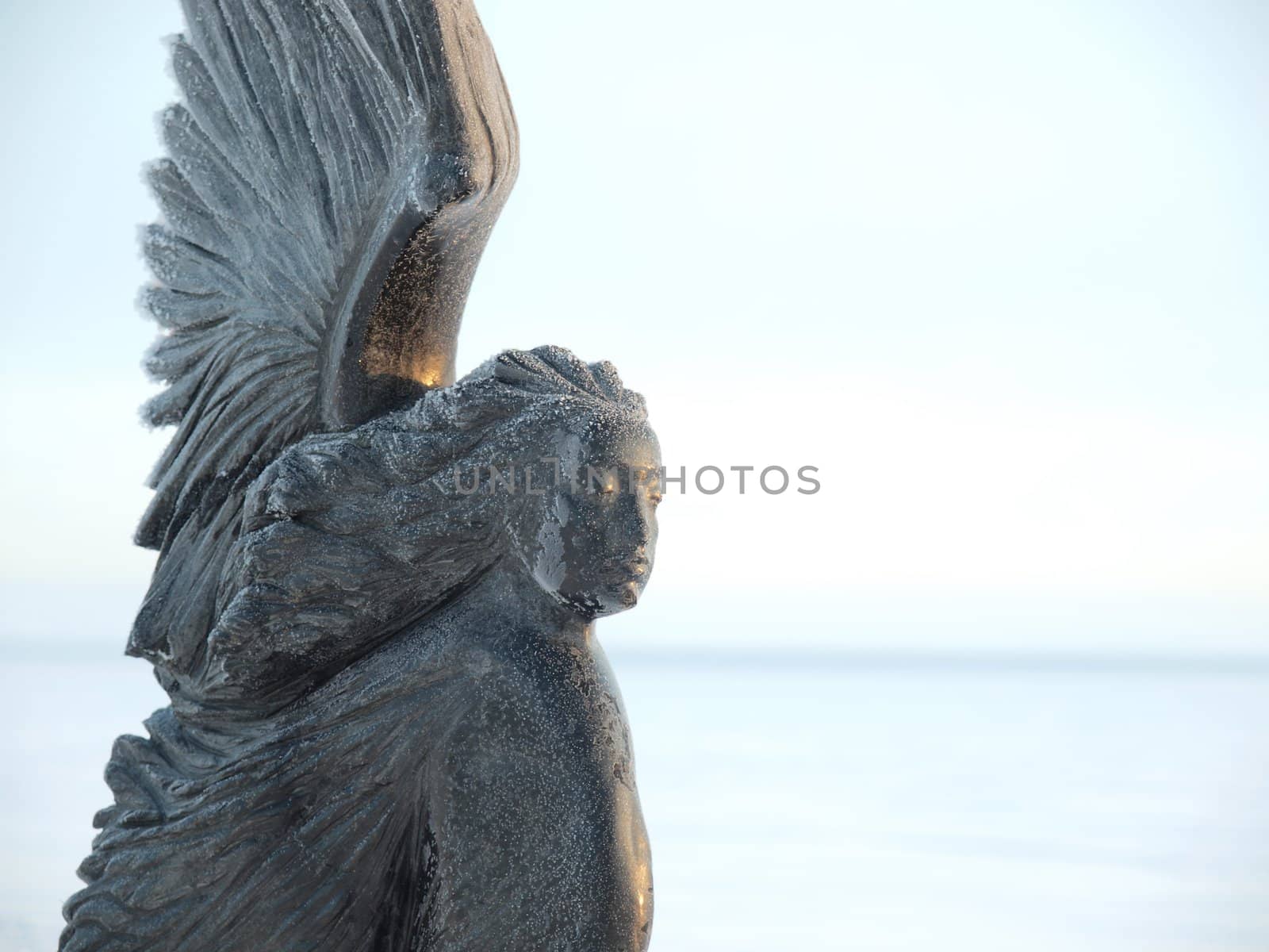 Sculpture on quay of Onega in Petrozavodsk, Russia 