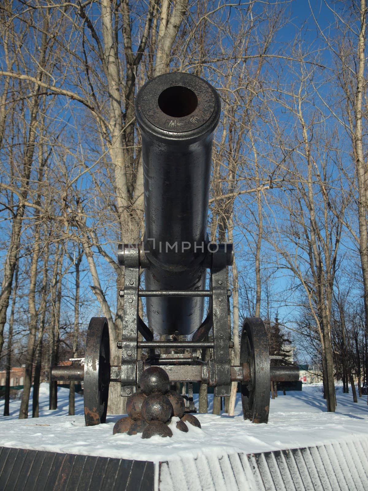 Gun on quay of Onega in Petrozavodsk, Russia      