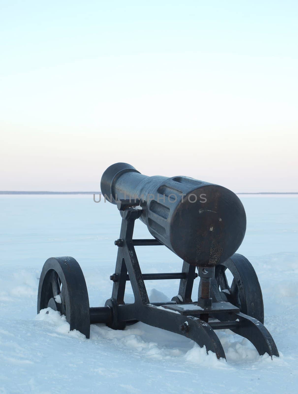 Gun on quay of Onega in Petrozavodsk, Russia        