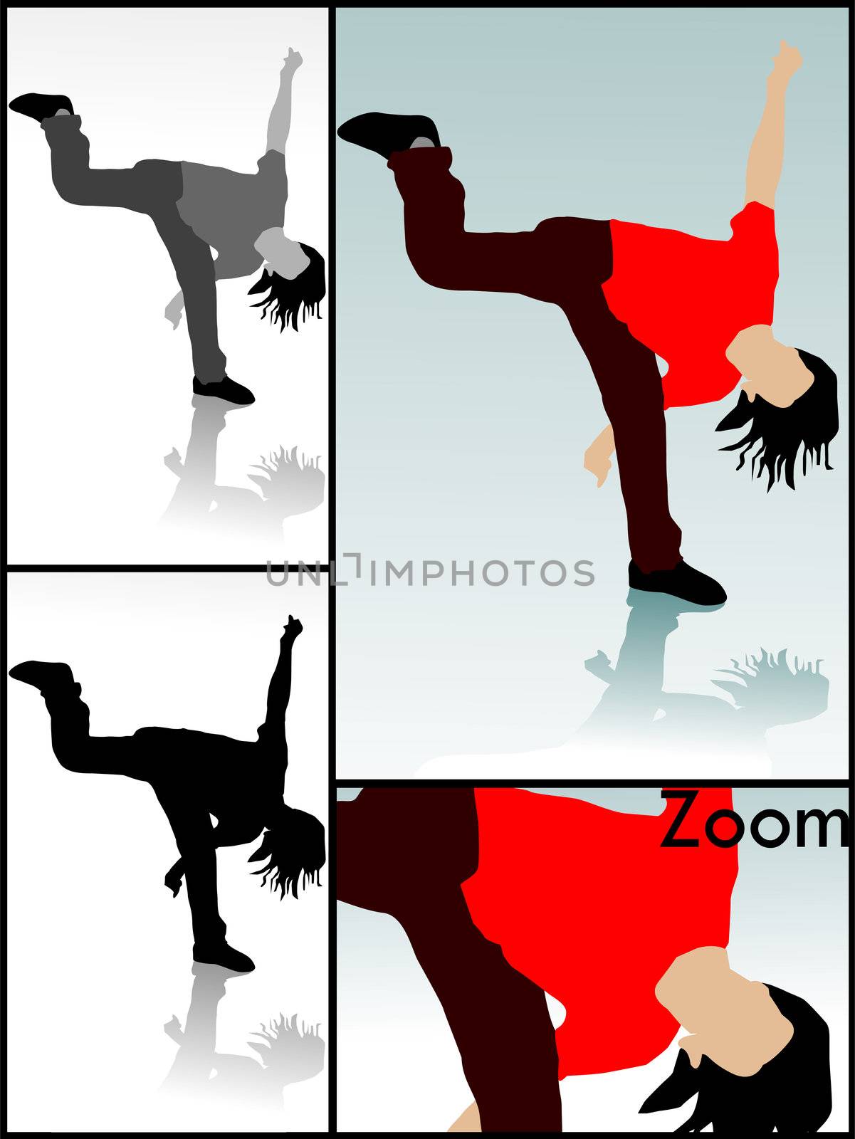 crazy dancer on isolated background