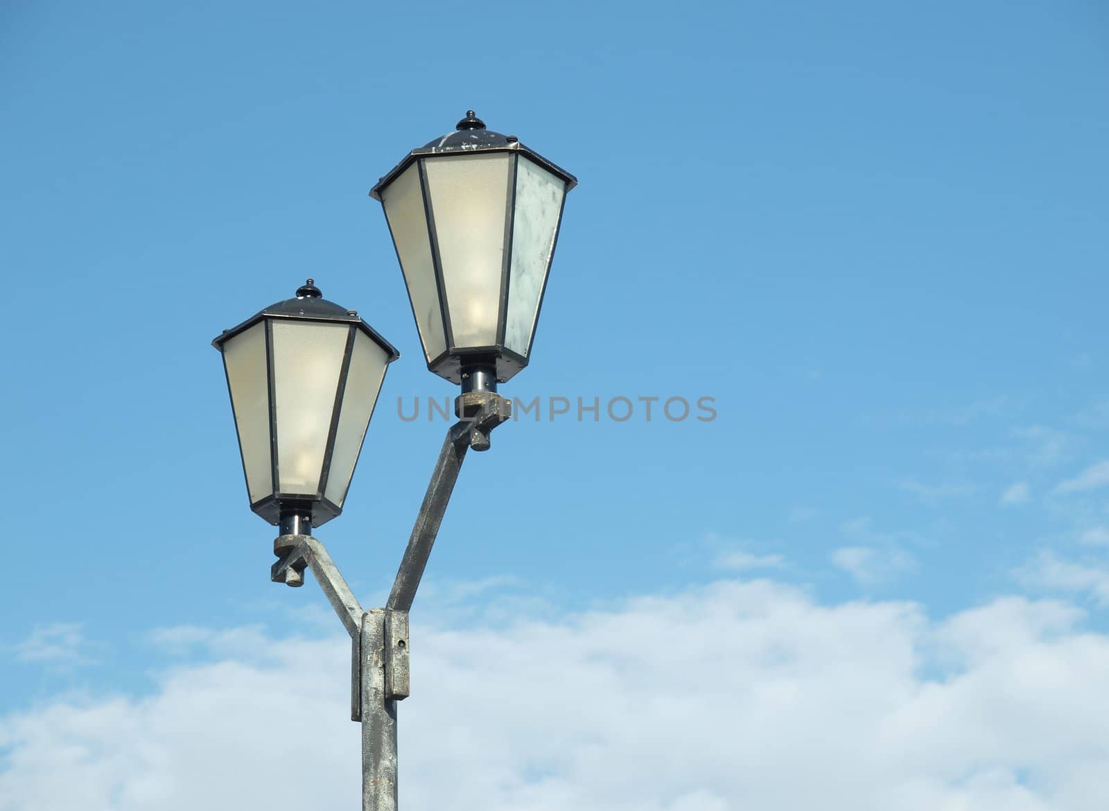 Lantern on quay of Onega in Petrozavodsk, Russia    