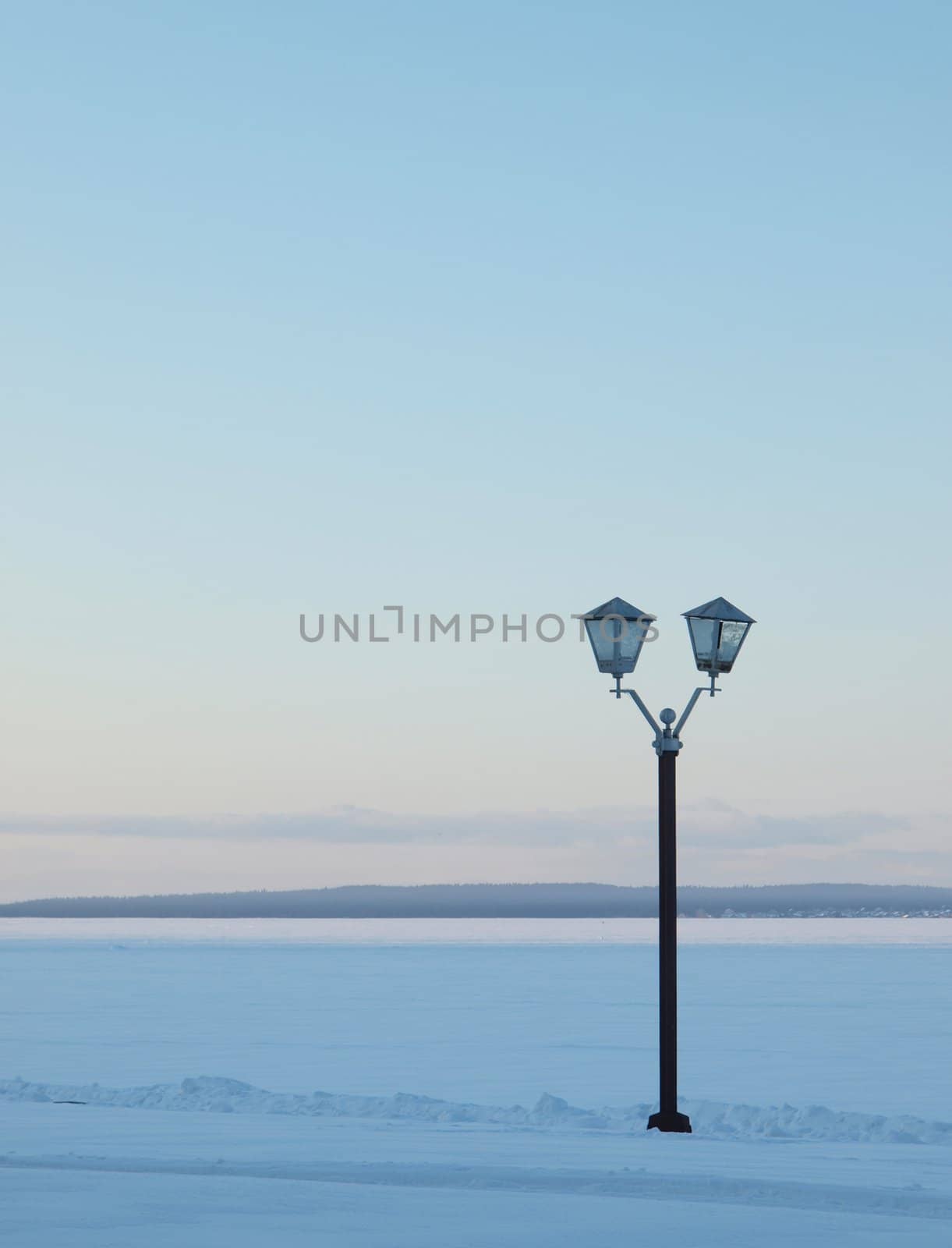 Lantern on quay of Onega in Petrozavodsk, Russia      