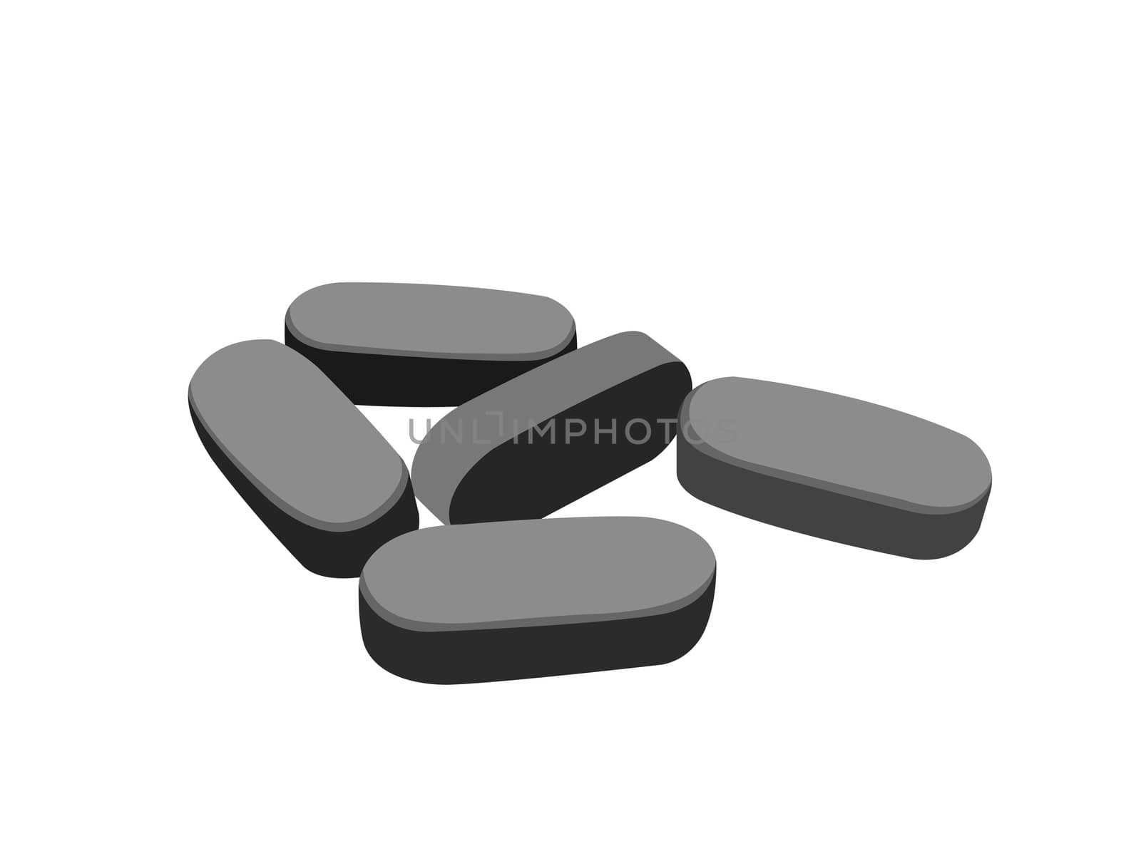 medicated pills on white background 