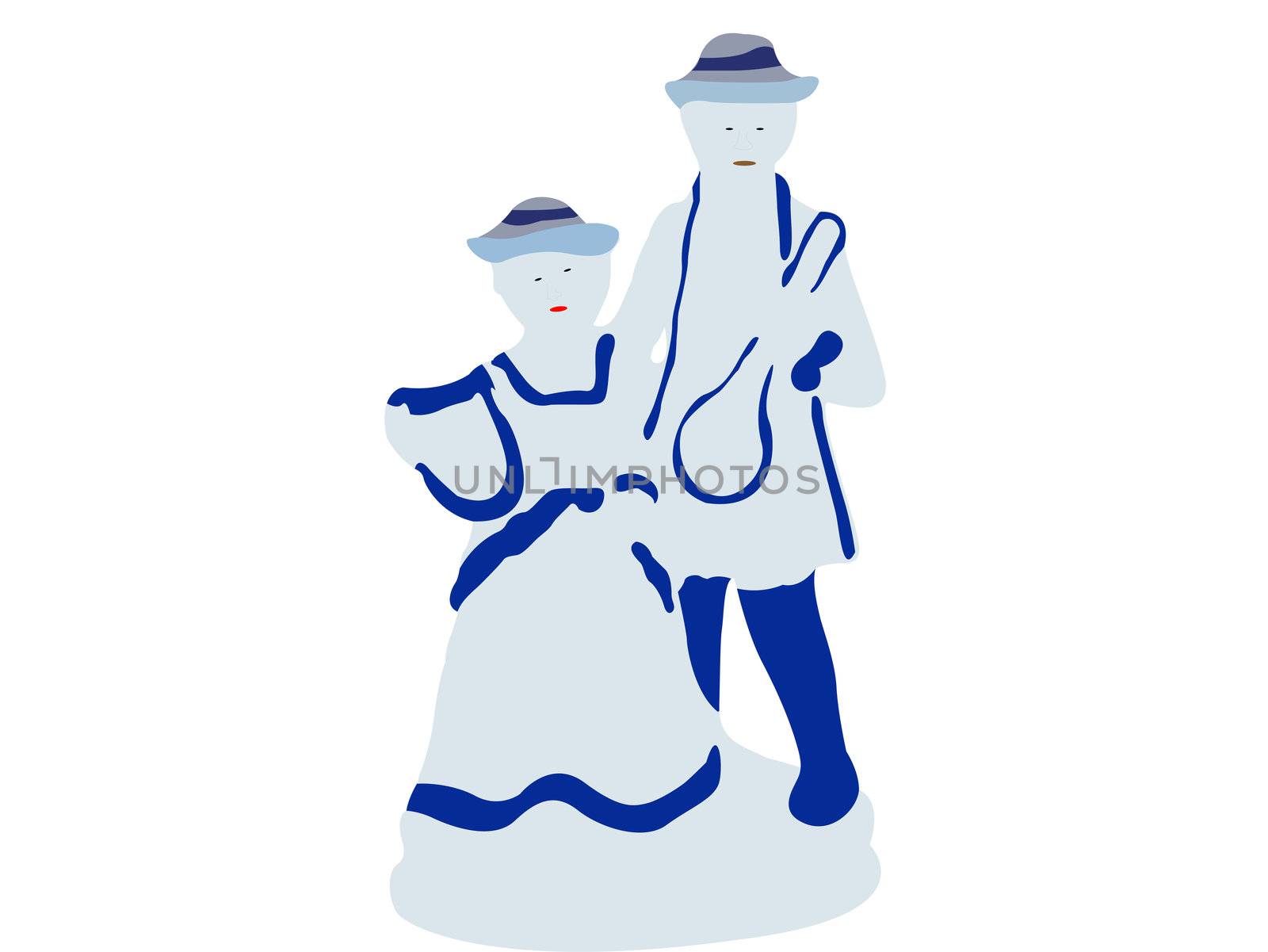 porcelain couple on white background 