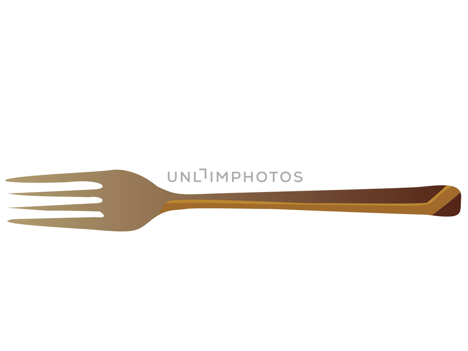metallic  fork isolated against white background