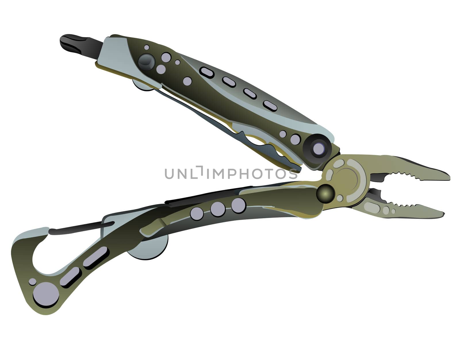 stainless steel pliers on white background  