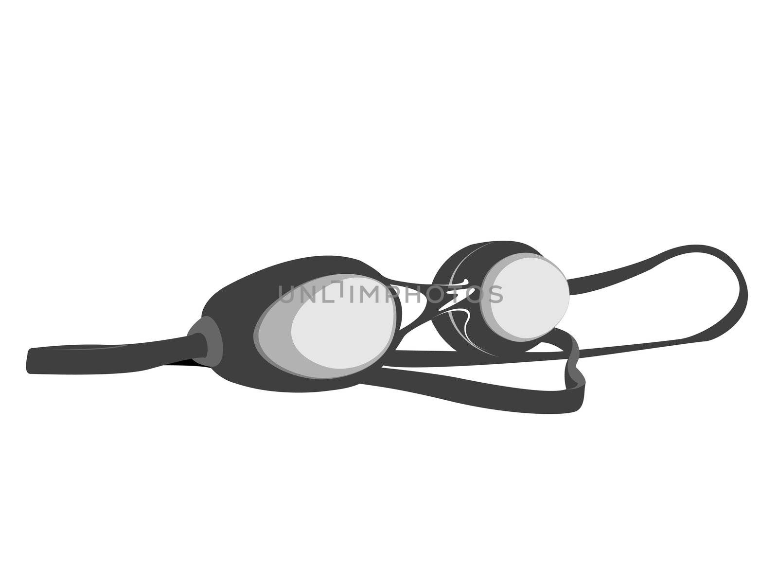 swimming goggles on white background