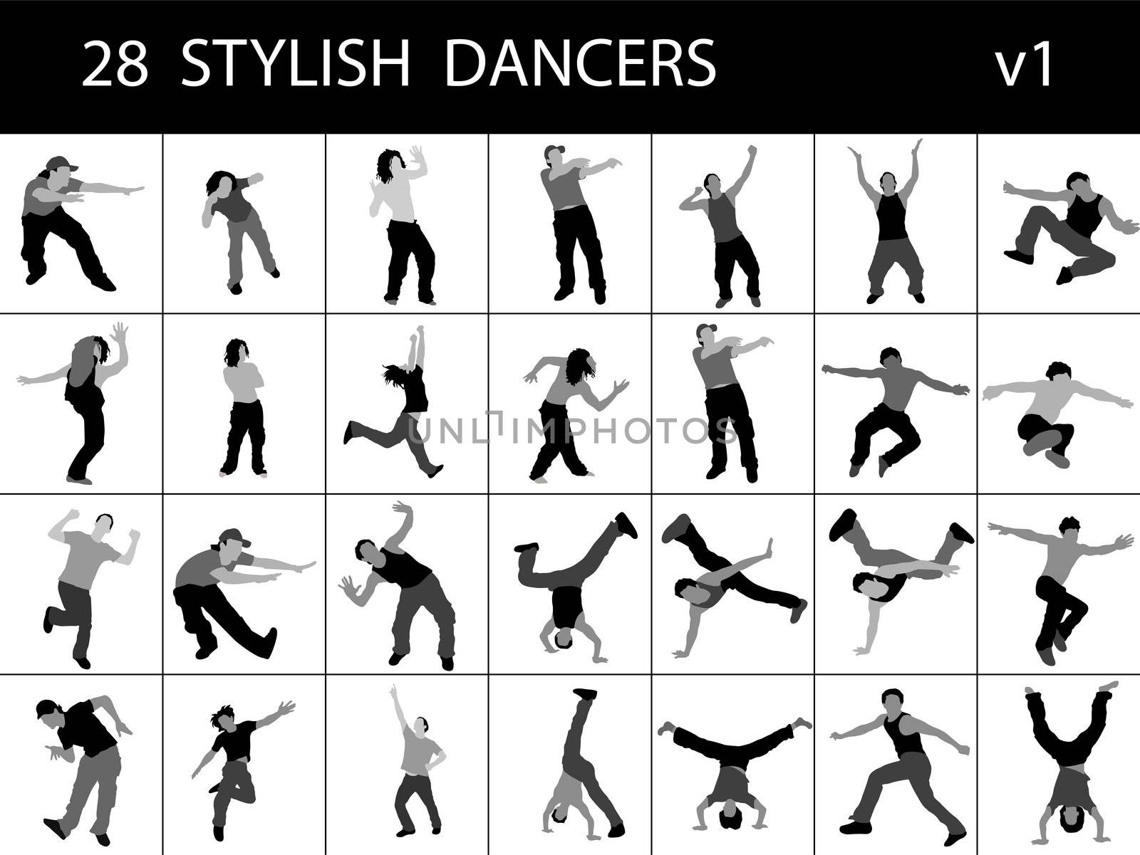 stylish male dancers on isolated background



