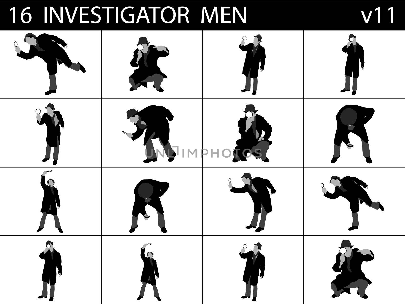 investigating men on isolated background




