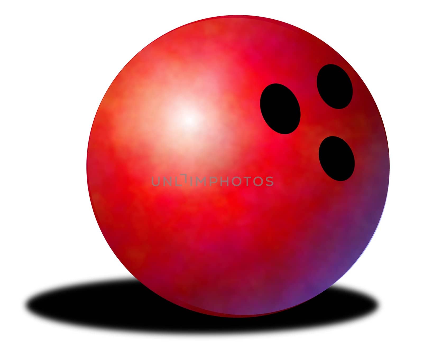 Illustration of a red bowling ball with drop shadow