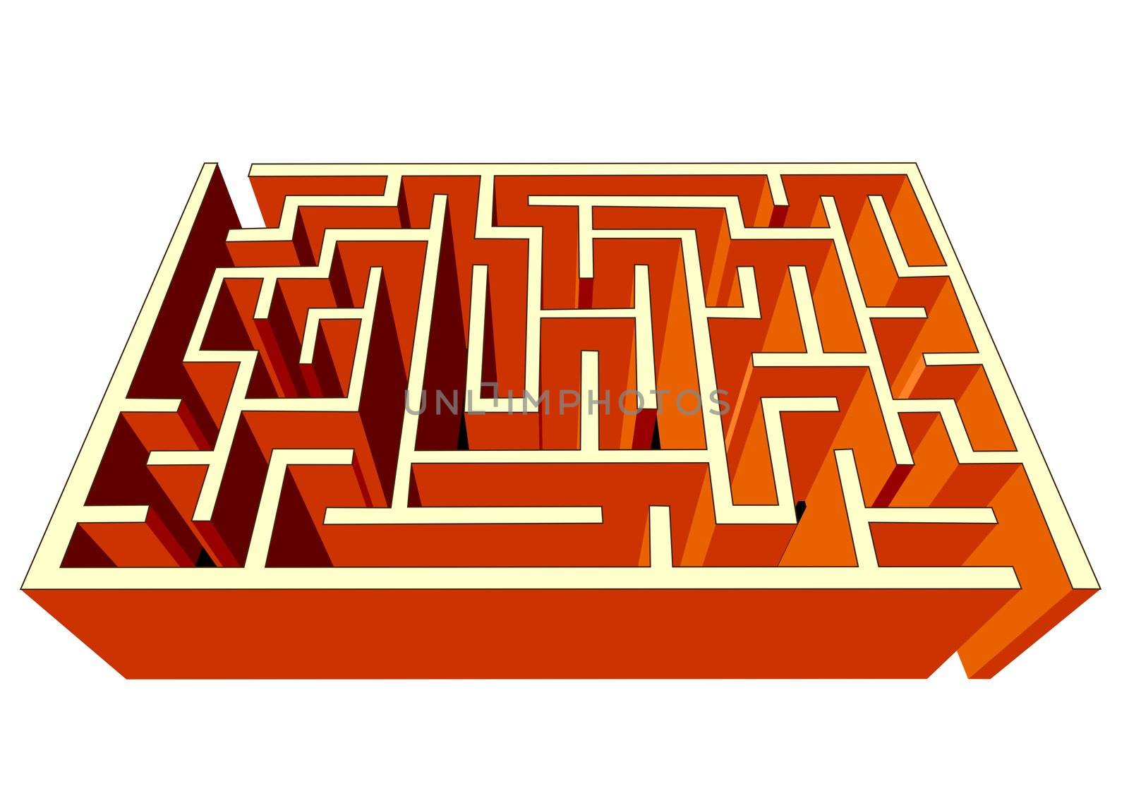 Maze or labyrinth, easy to solve, symbol for challenge, thinking or navigation, illustration