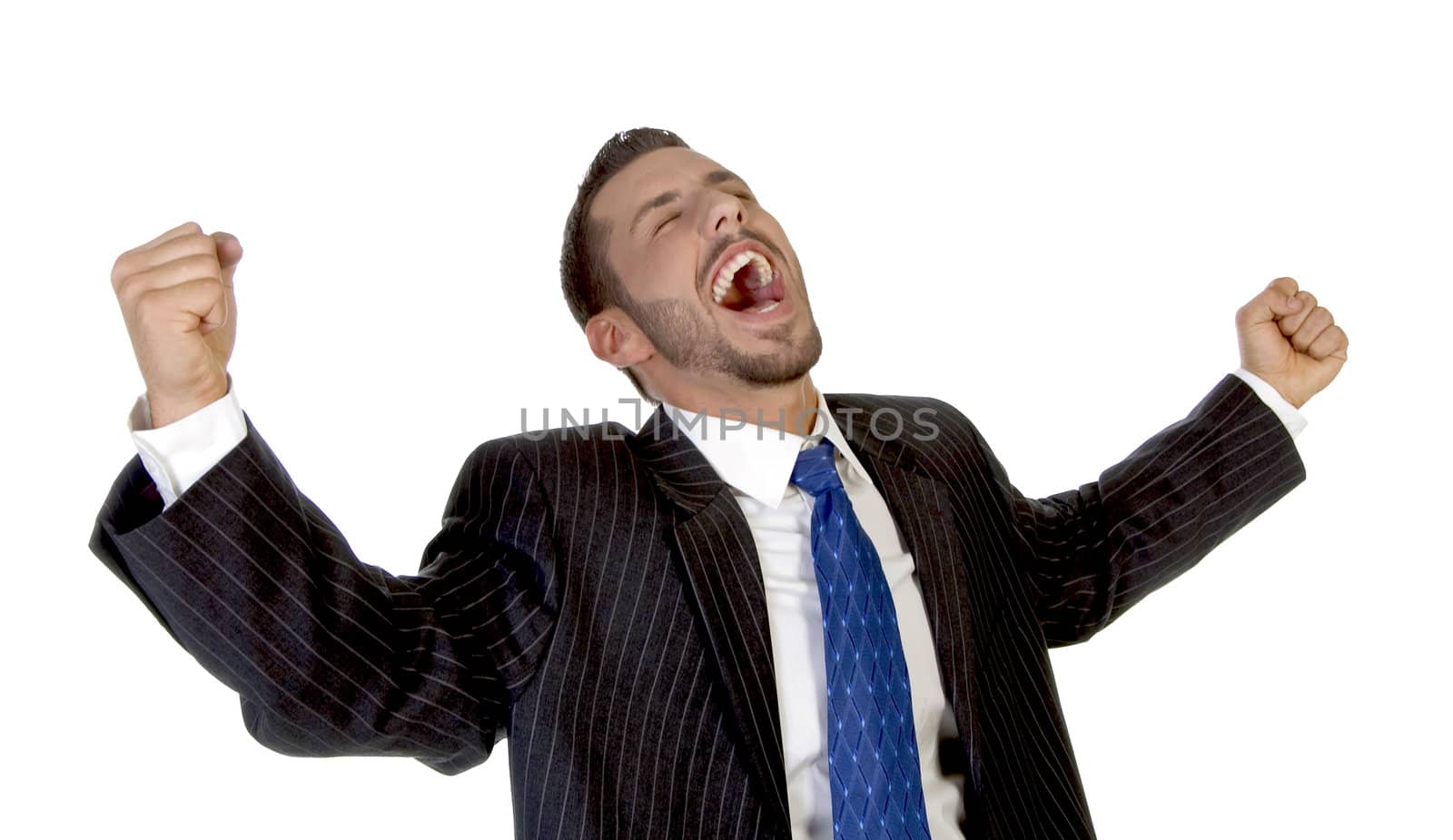 successful happy businessman on an isolated white  background