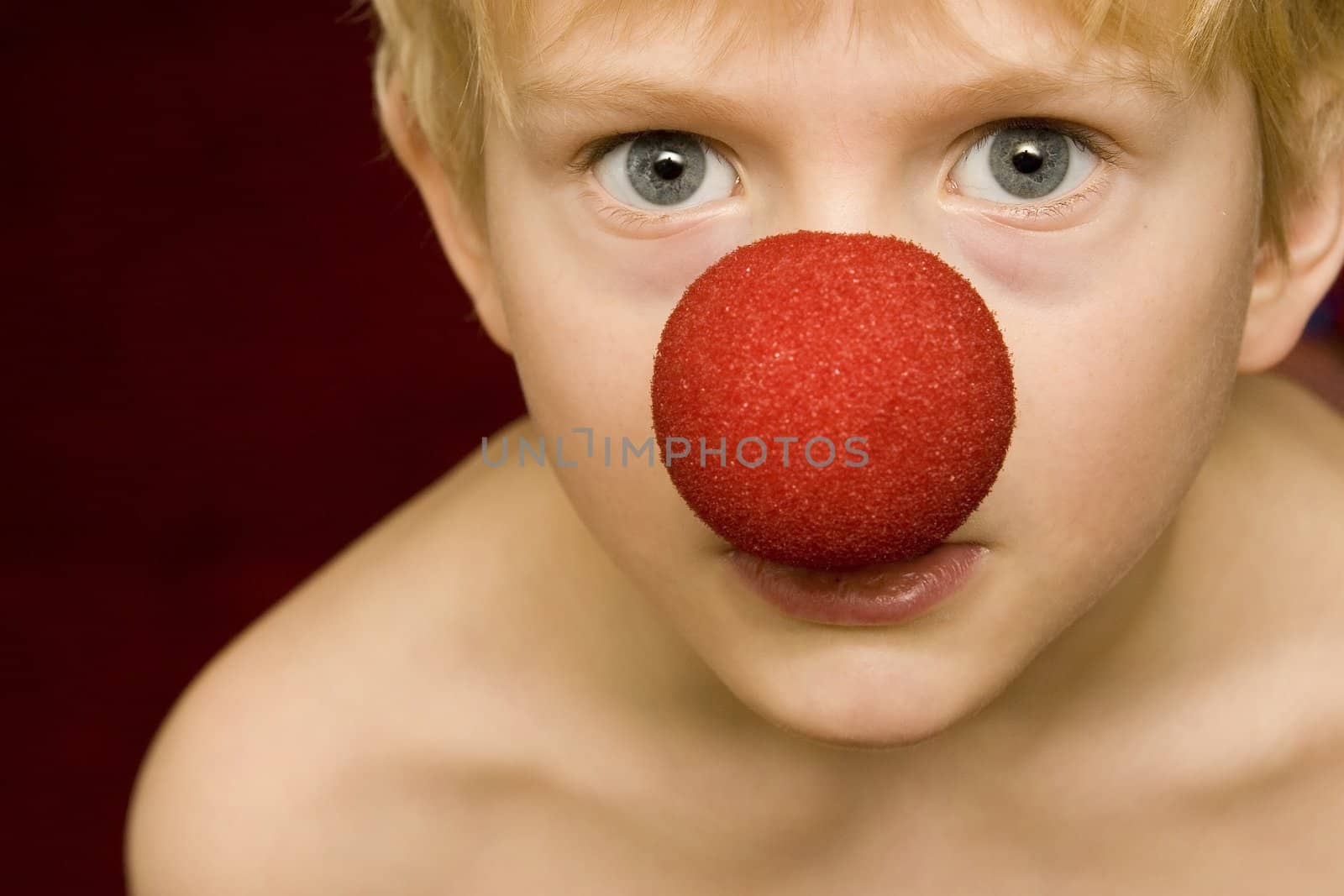 boy with clown nose
