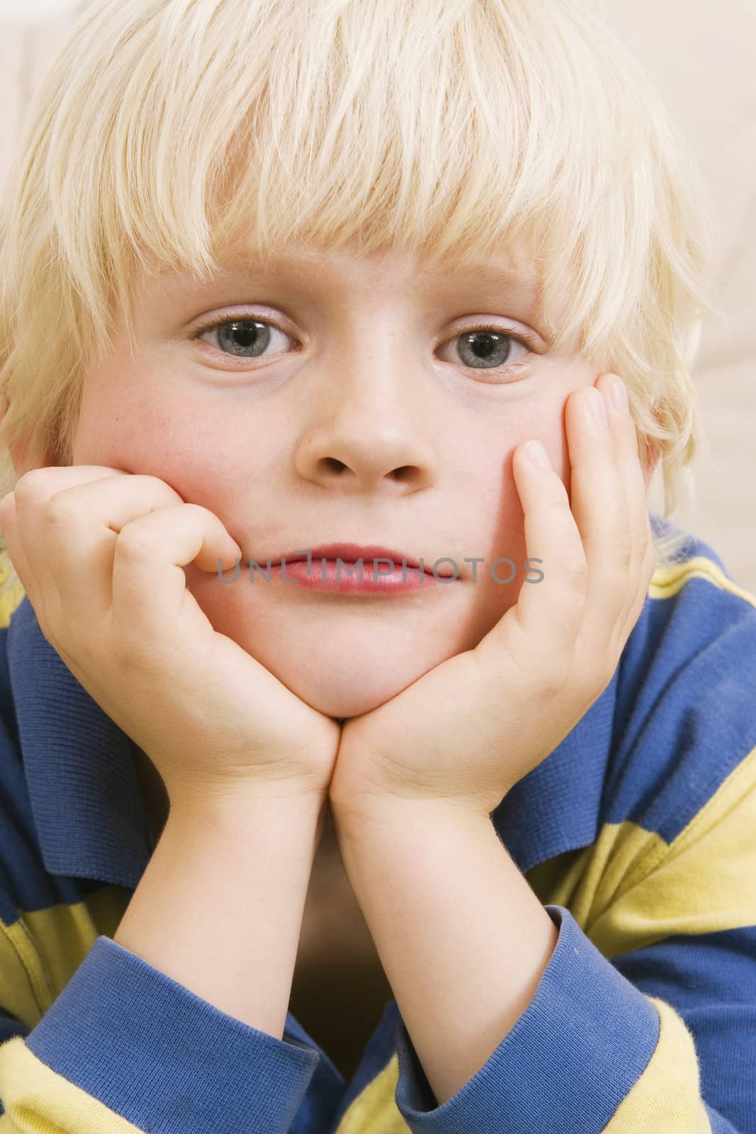 cute blond little boy portrait