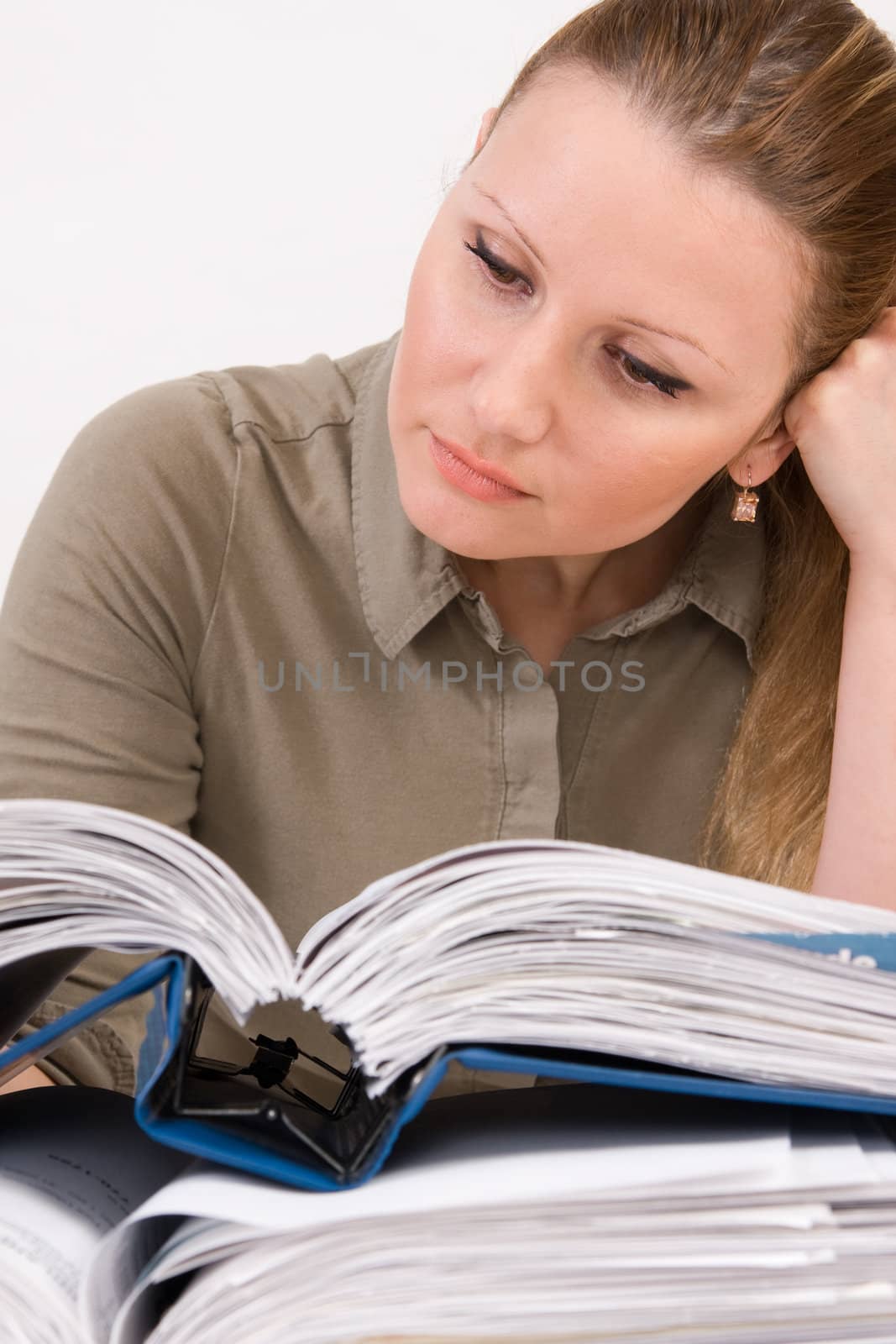 Confident business woman working with documents