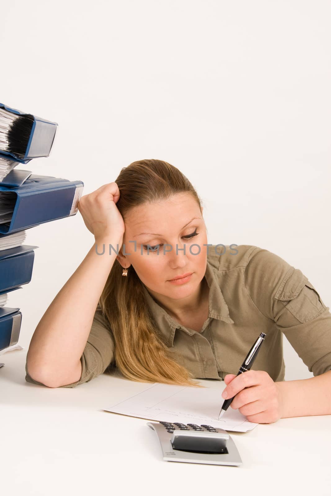 Confident business woman working with documents