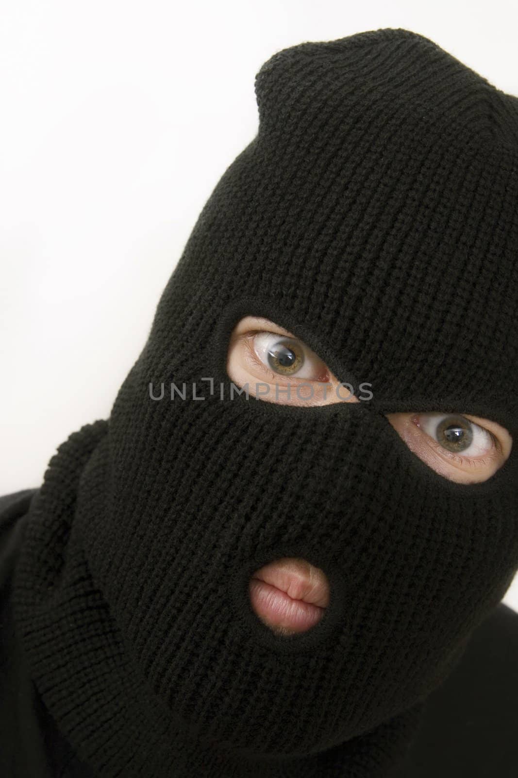 evil criminal wearing military mask