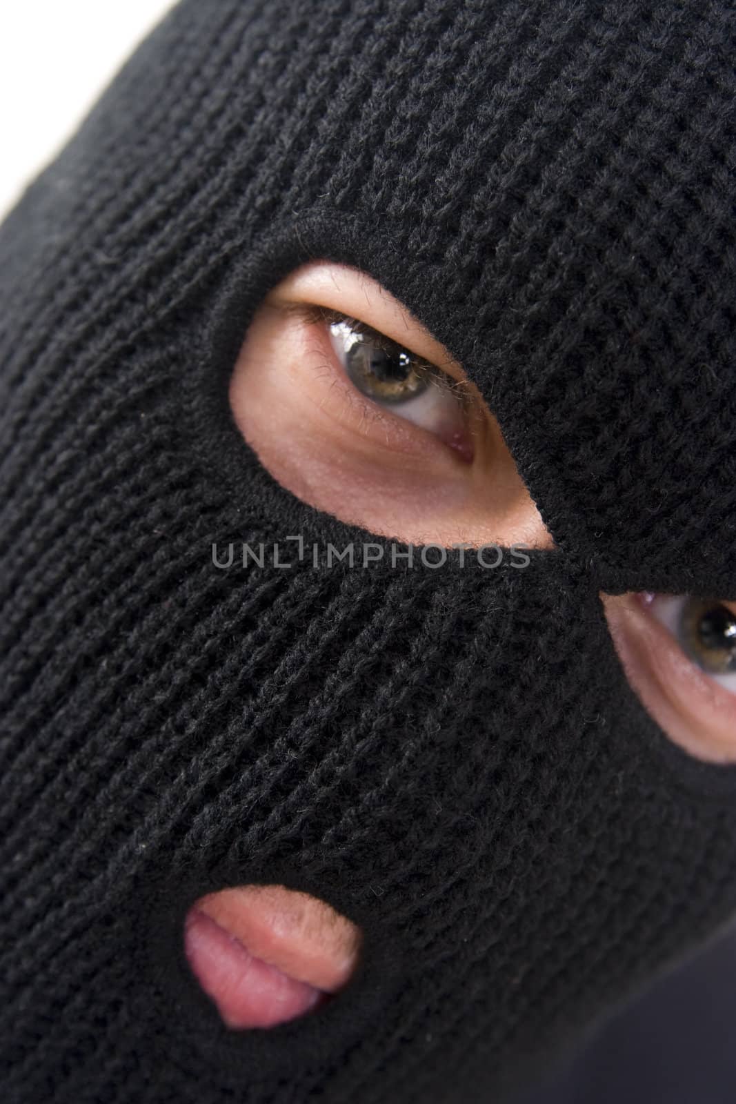 evil criminal wearing military mask