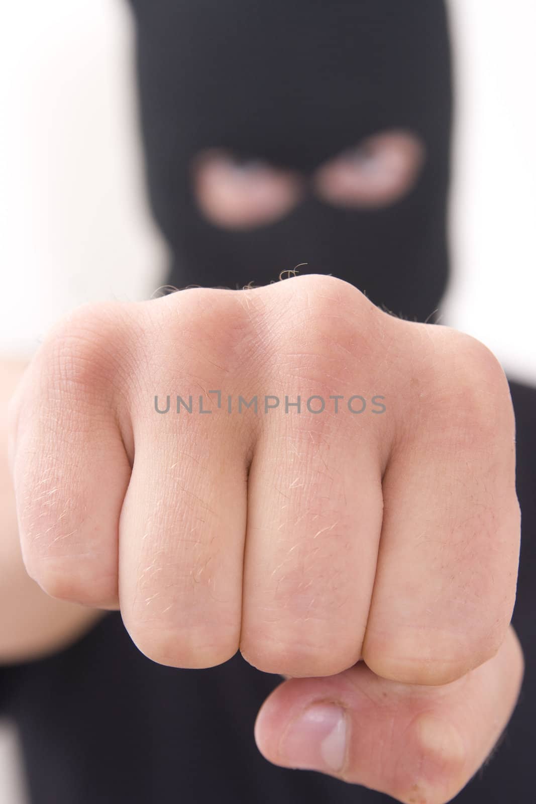 evil criminal wearing military mask