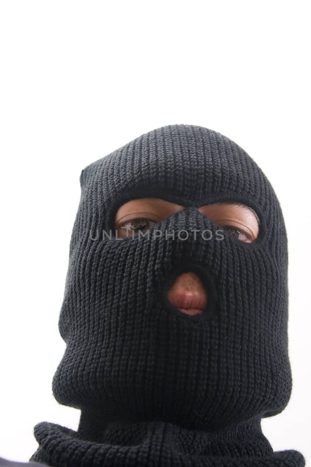 evil criminal wearing military mask
