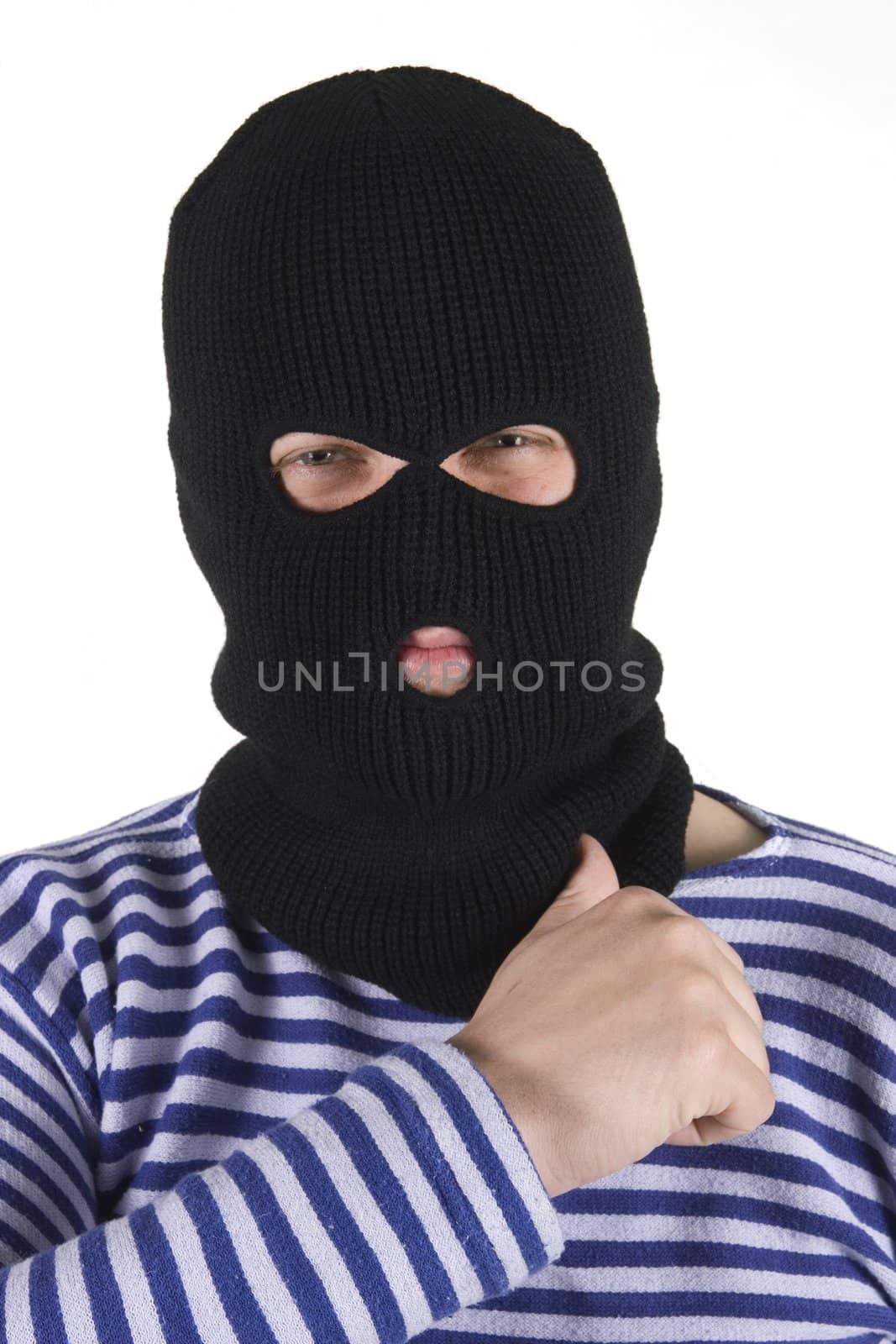 bandit wearing military mask
