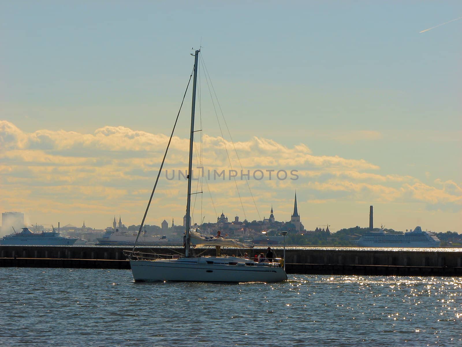 white ship in Pirita port of Estonia