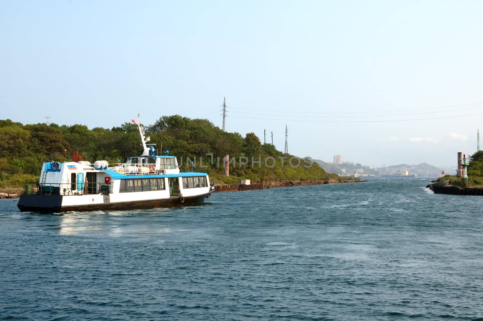 Old channel from Russkii island to Vladivostok and cutter.