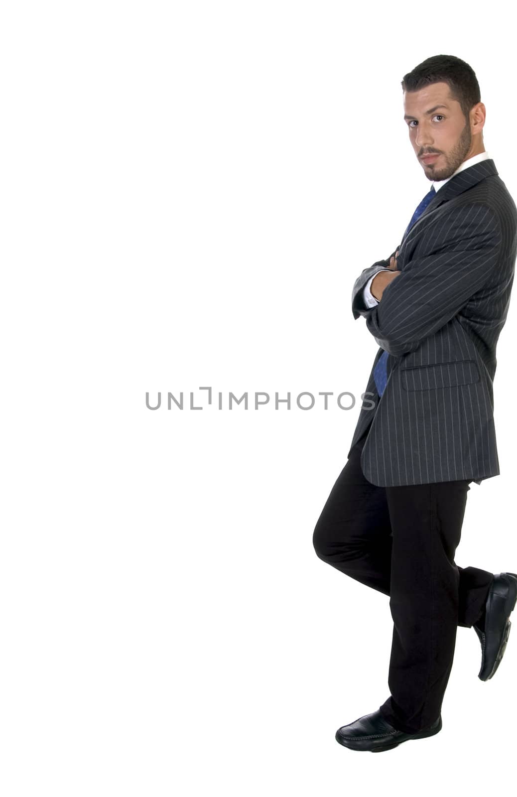 stylish pose of american businessperson on an isolated white background