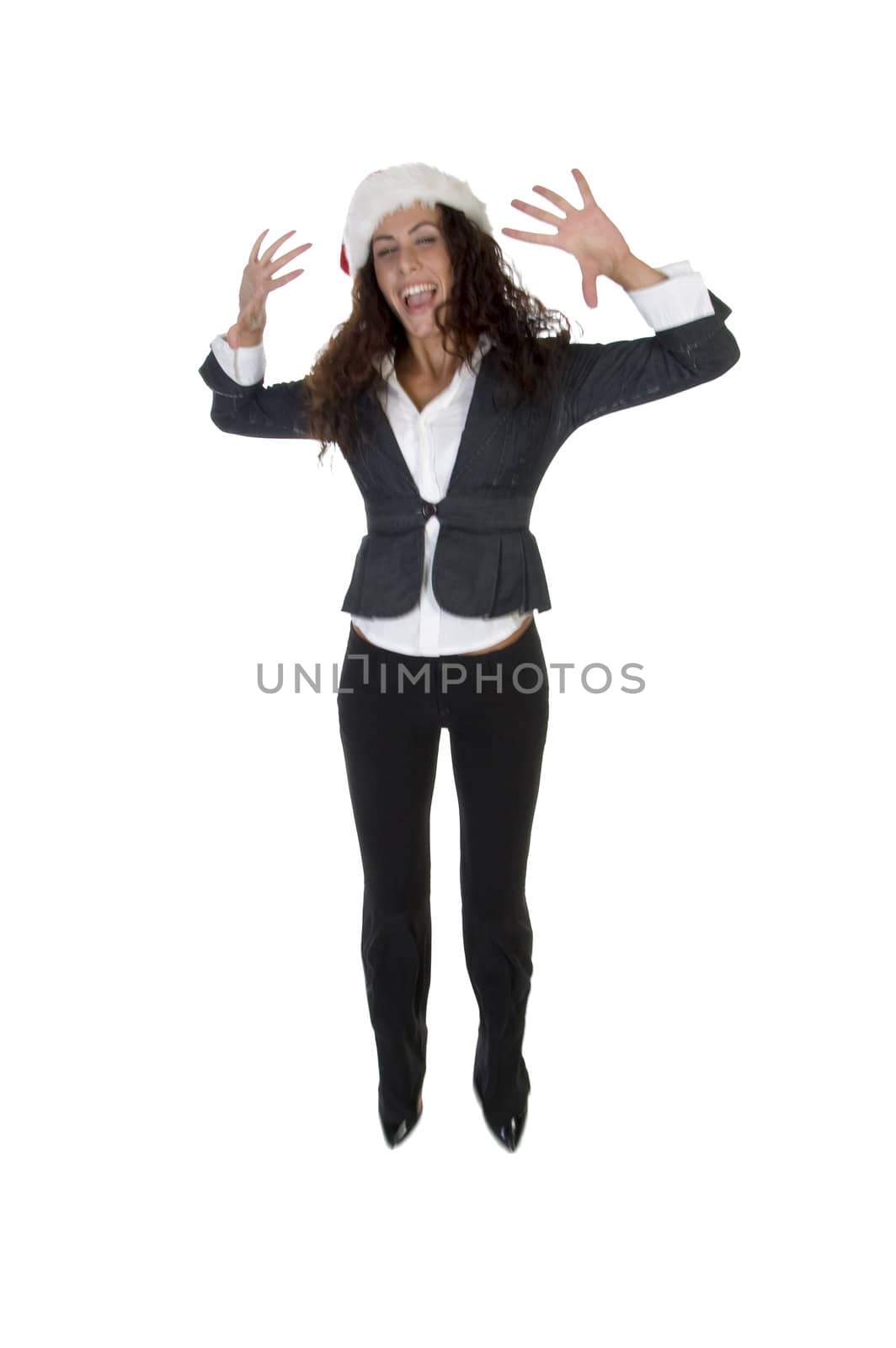 cheerful female with white background