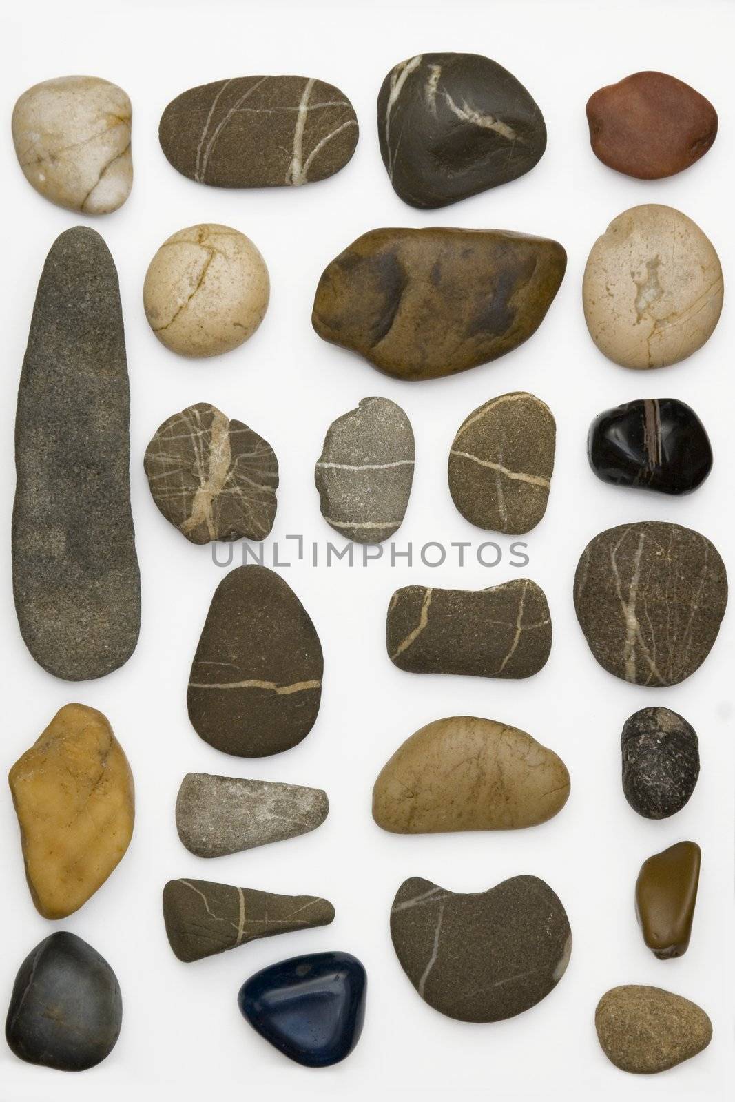 front view of few colored stones arranged