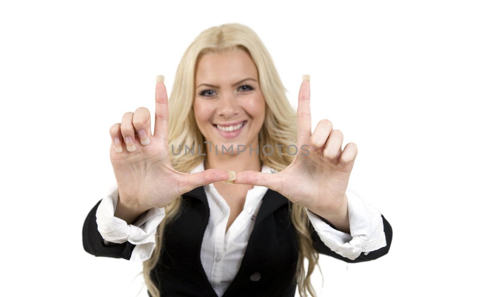 smiling woman showing hand gesture by smagal