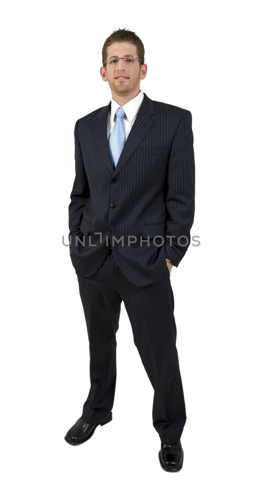 standing businessman on isolated background