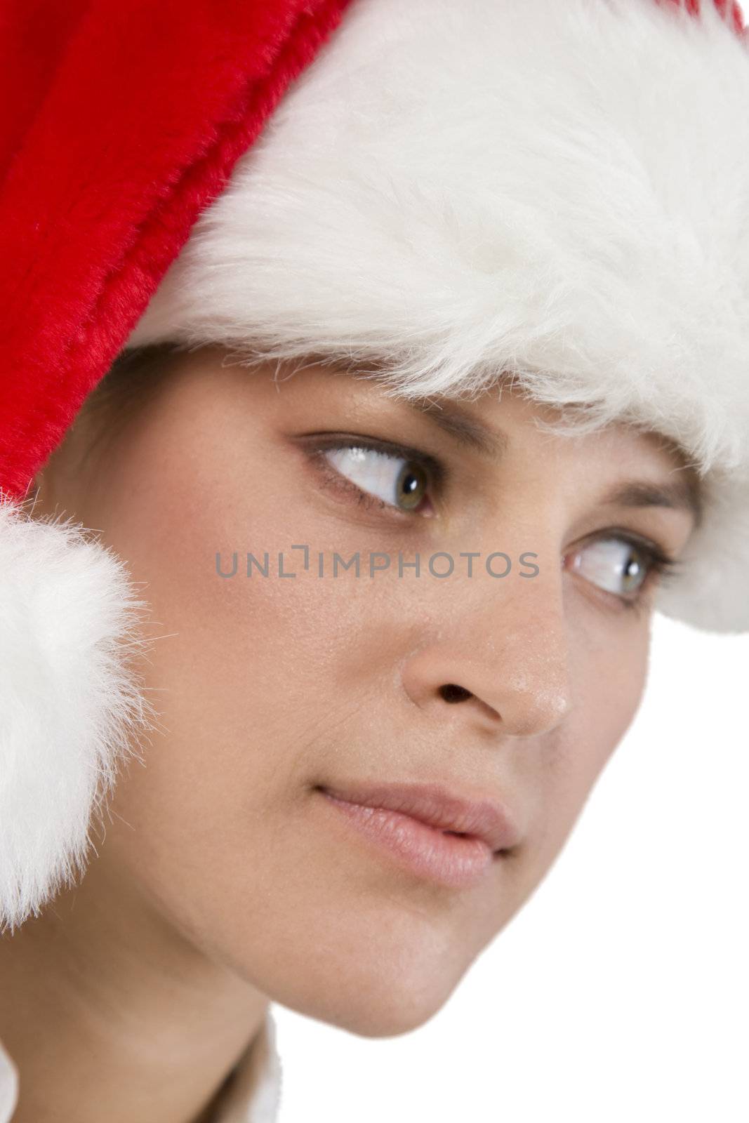 smiling santa woman on isolated background