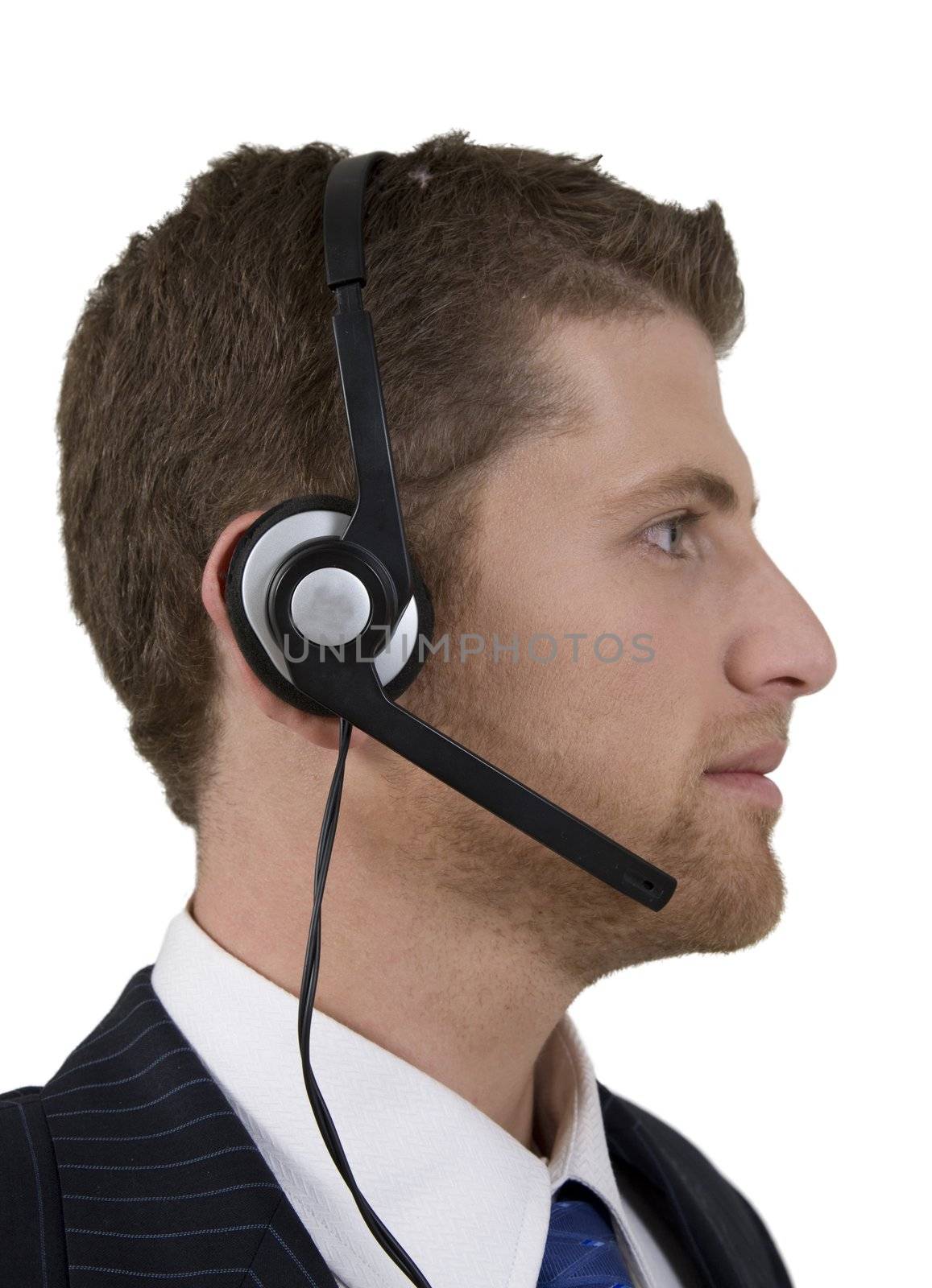 businessman communication on phone on isolated background