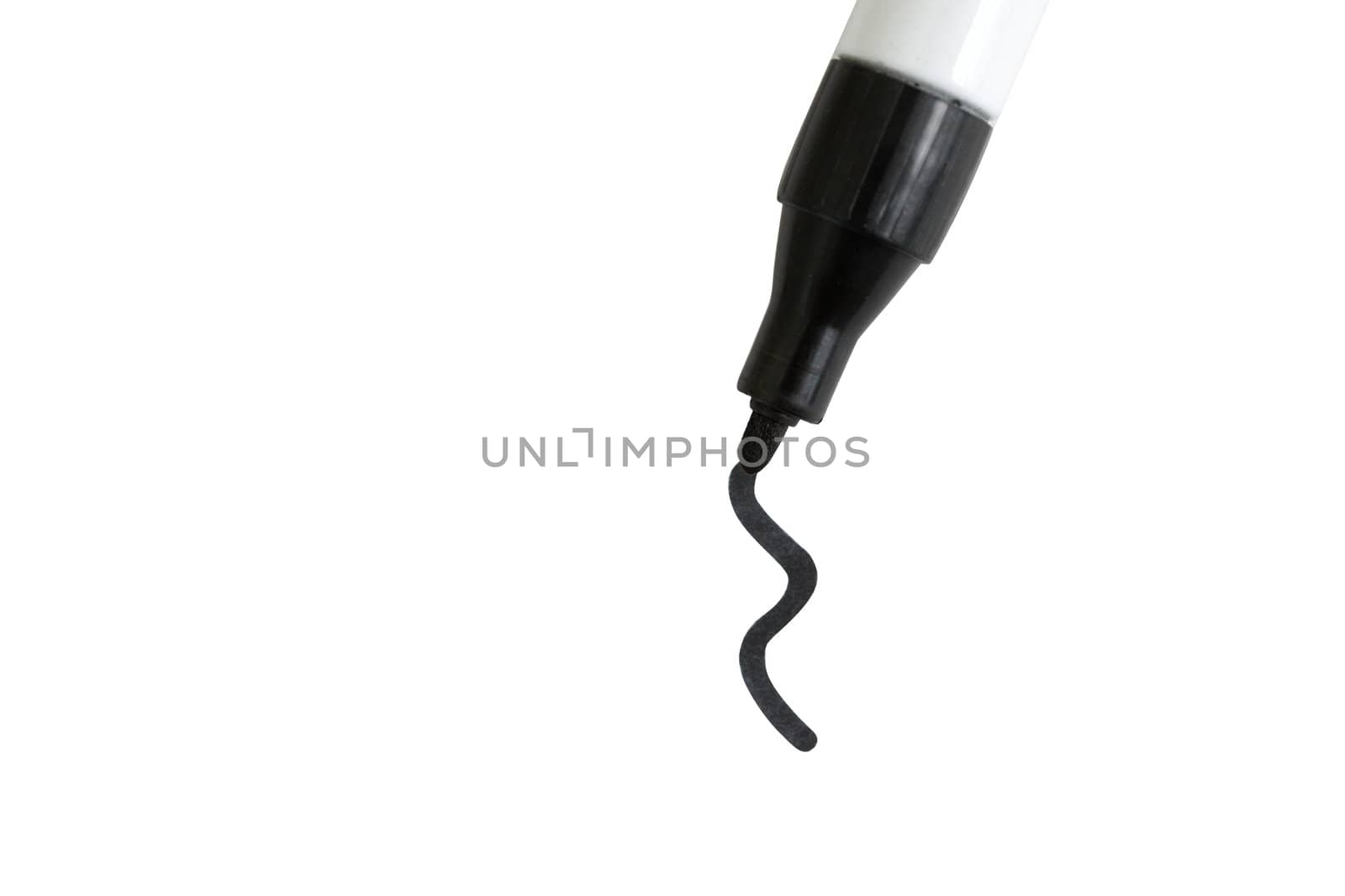 A black marker on a white background