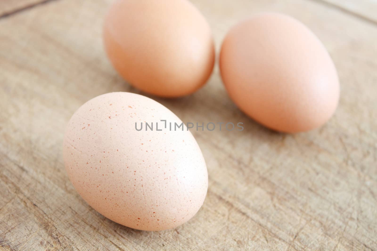 Eggs on a wooden surface