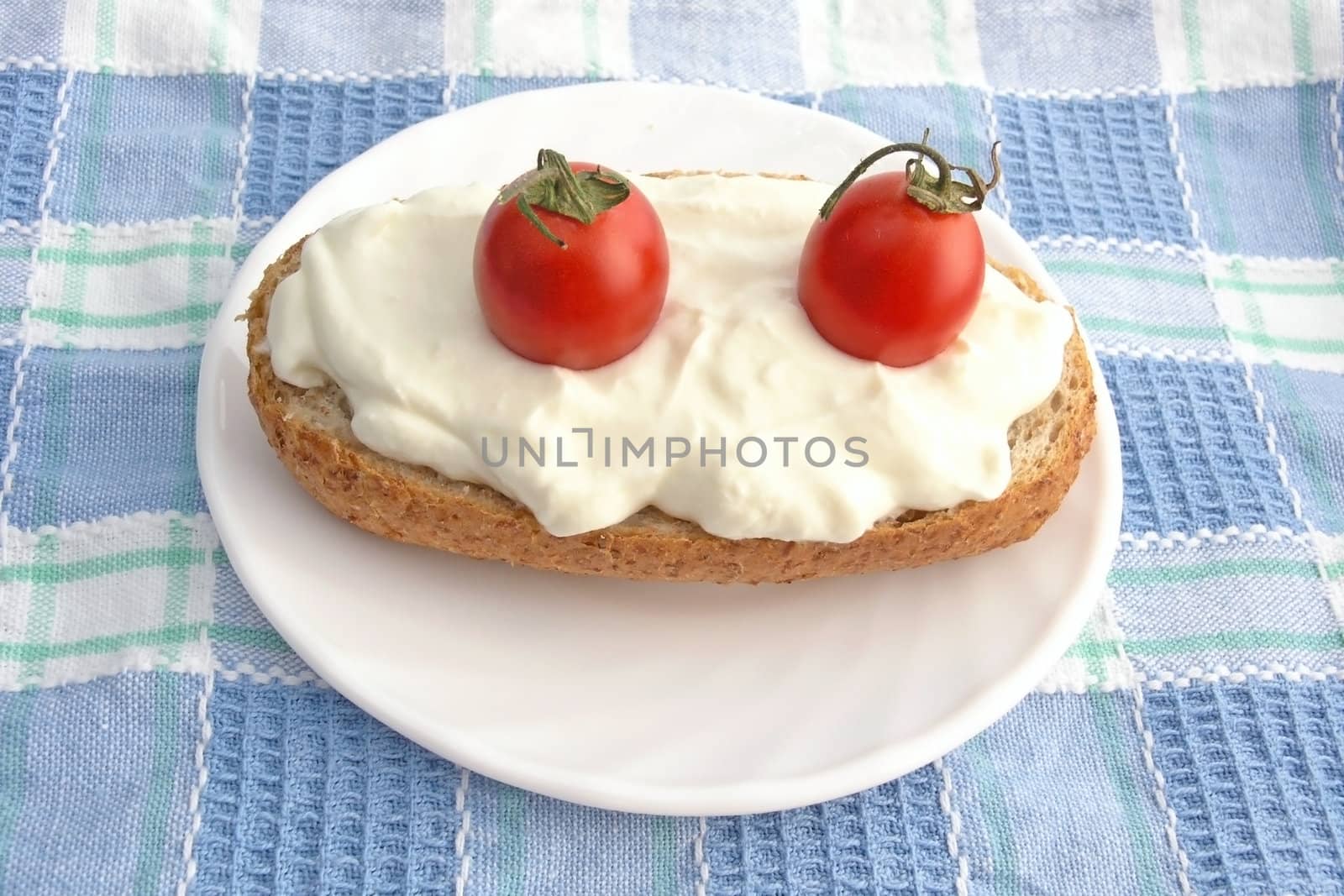 sandwich with white cheese on plate