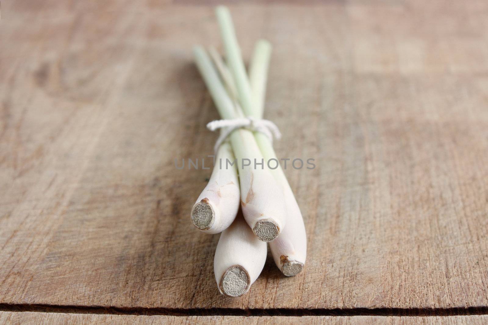 Lemon grass isolated on a wooden bg