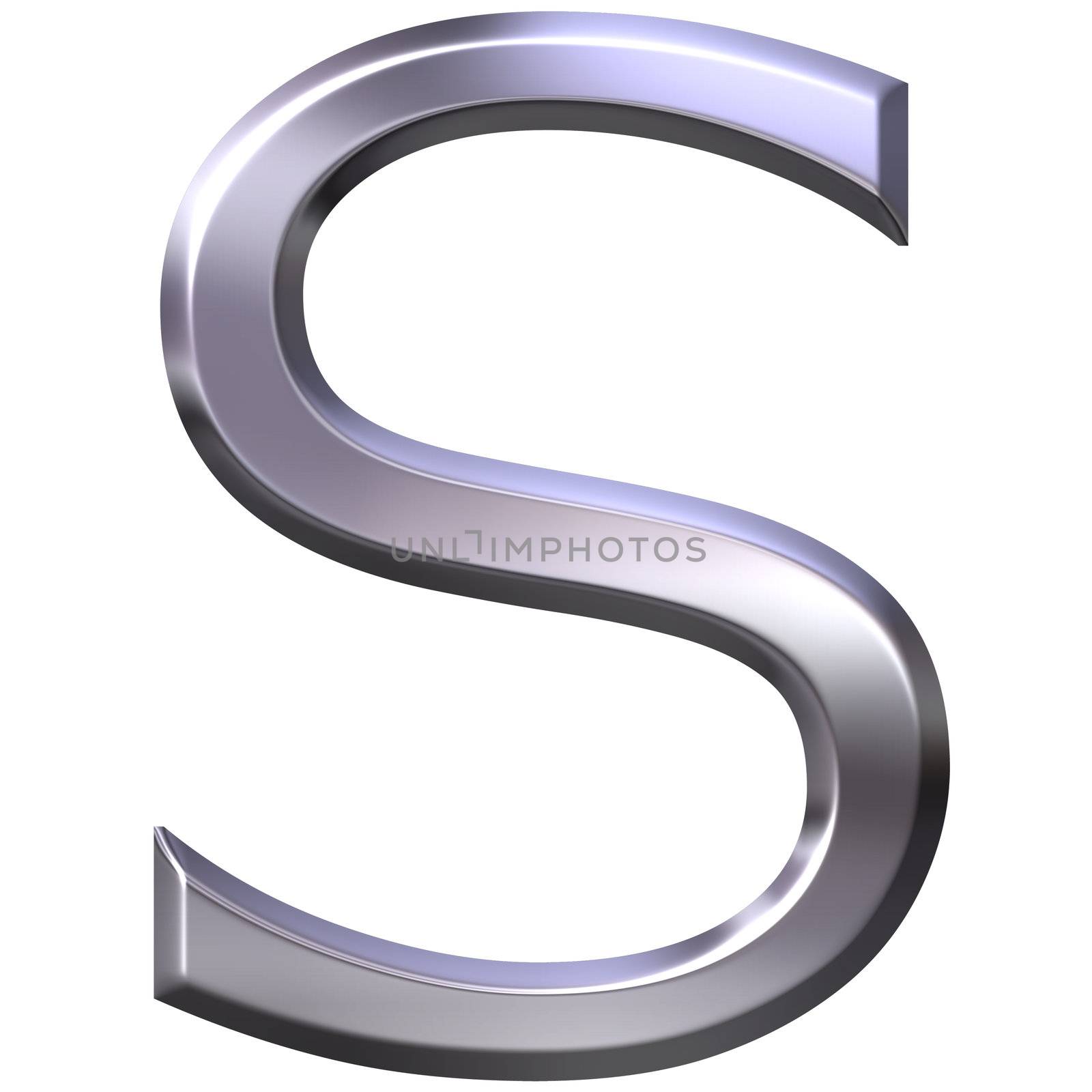 3d silver letter S isolated in white