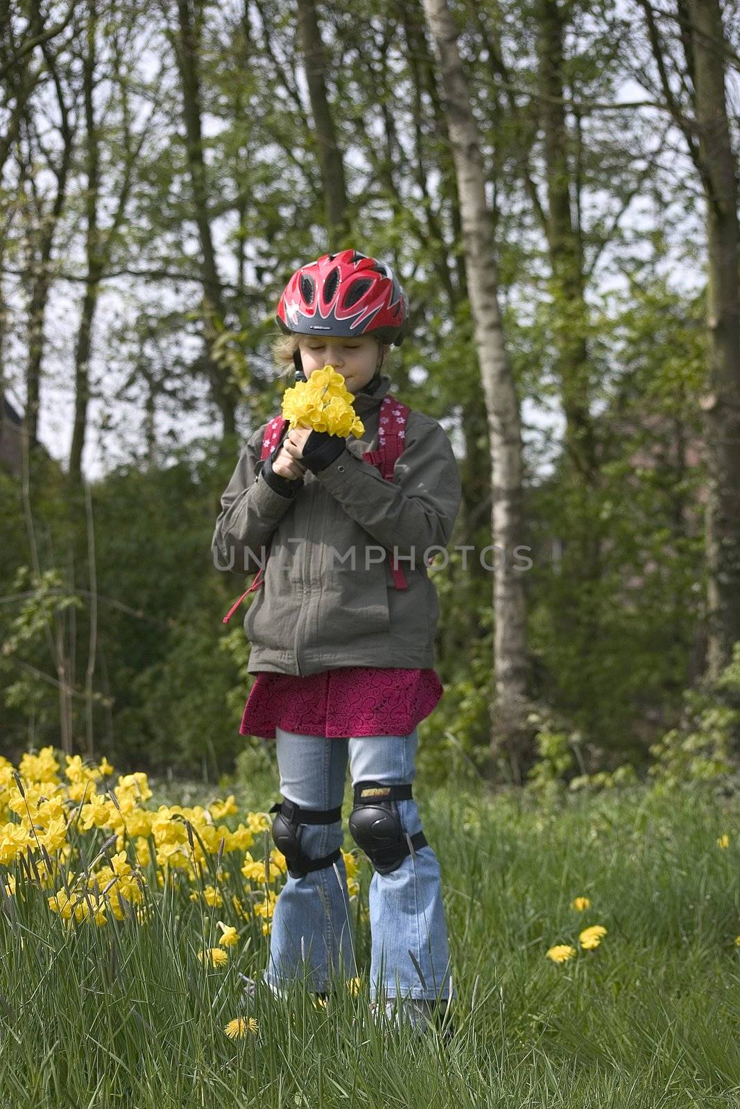 girl in a park on the roller skate