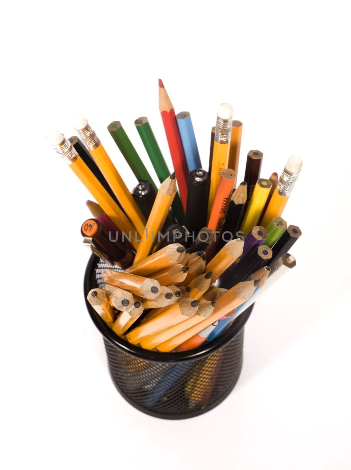 pencil holder on isolated background

