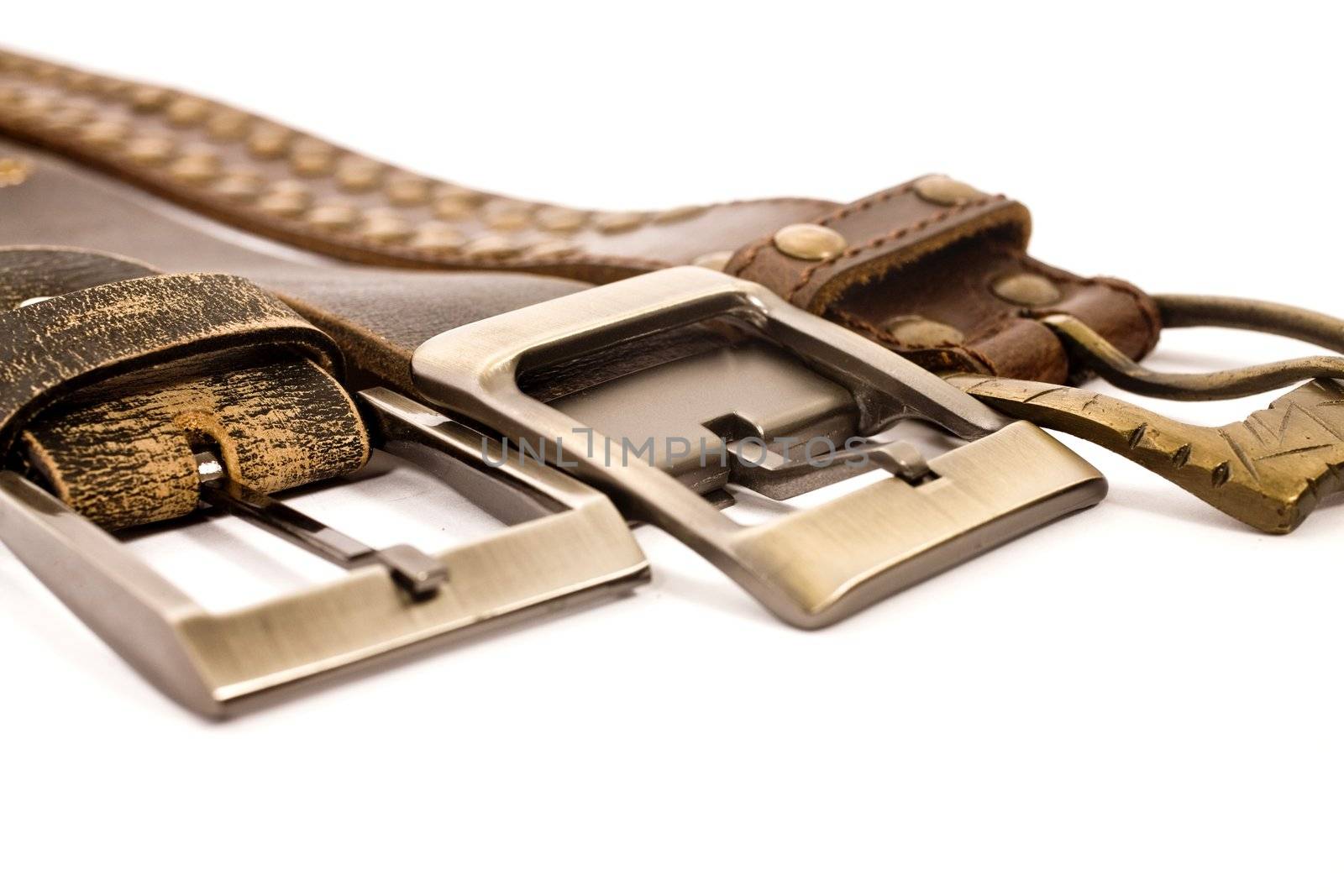 belts and buckles on isolated background
